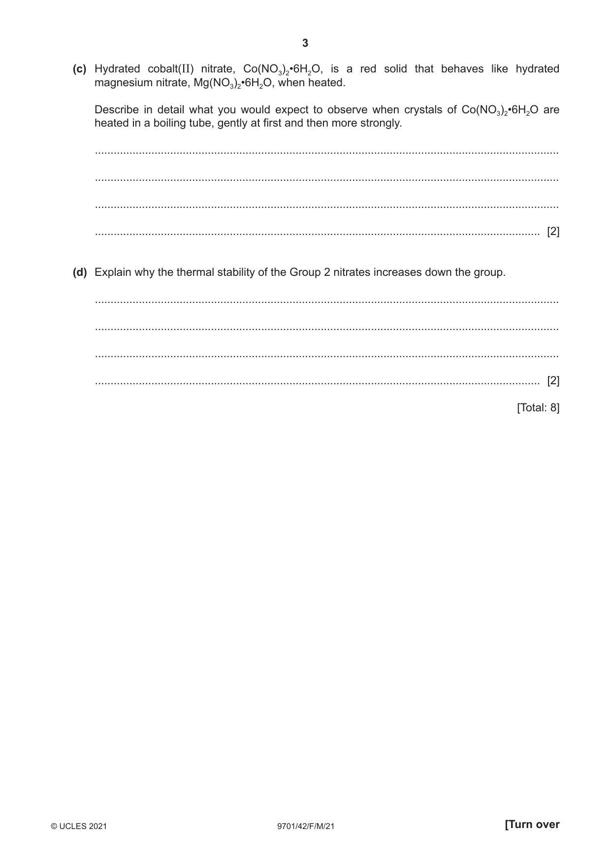 Cambridge A Level Chemistry 9701 2021 Feb/March Paper 4 · Variant 2 question paper, page 3 of 28
