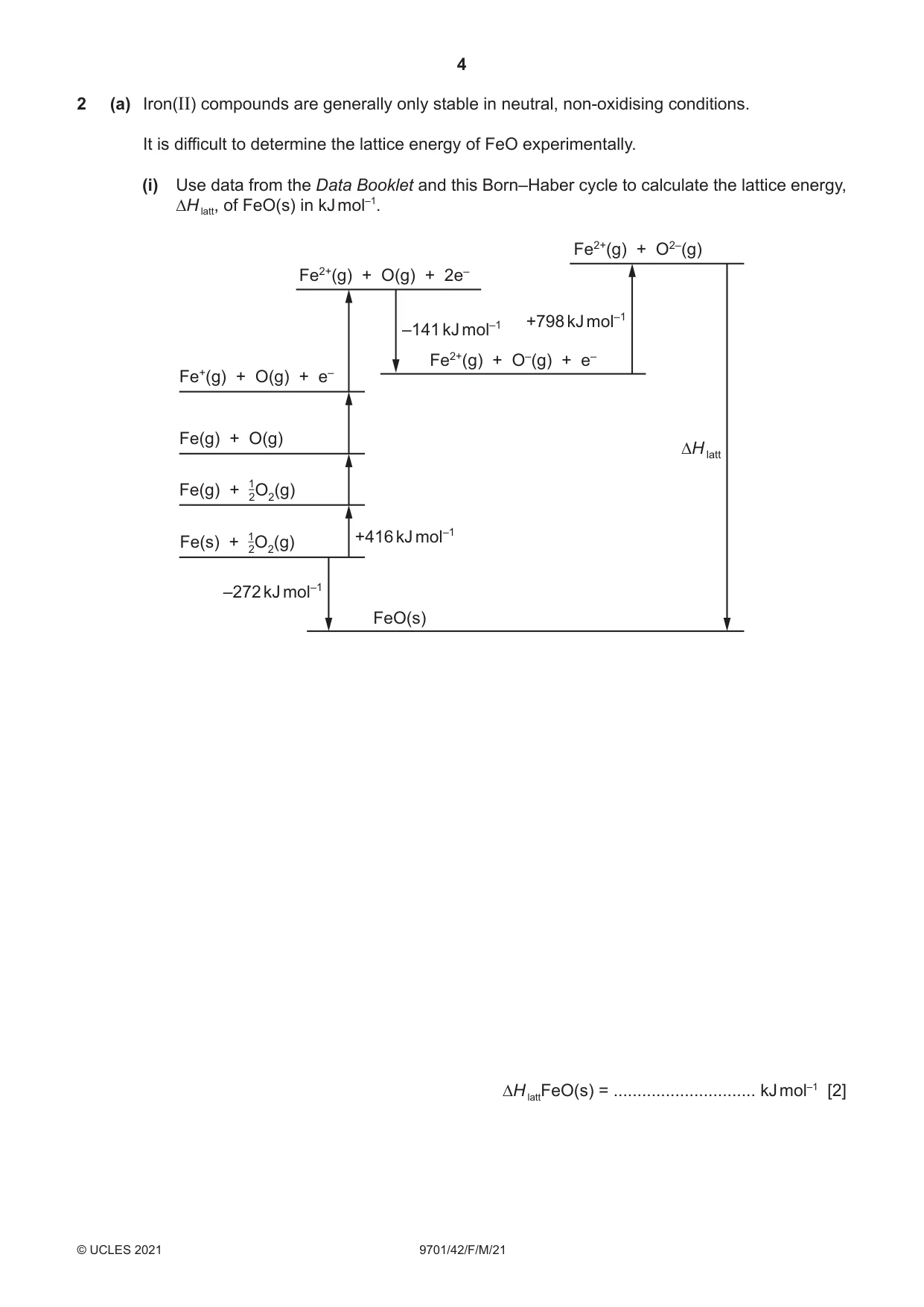 Cambridge A Level Chemistry 9701 2021 Feb/March Paper 4 · Variant 2 question paper, page 4 of 28