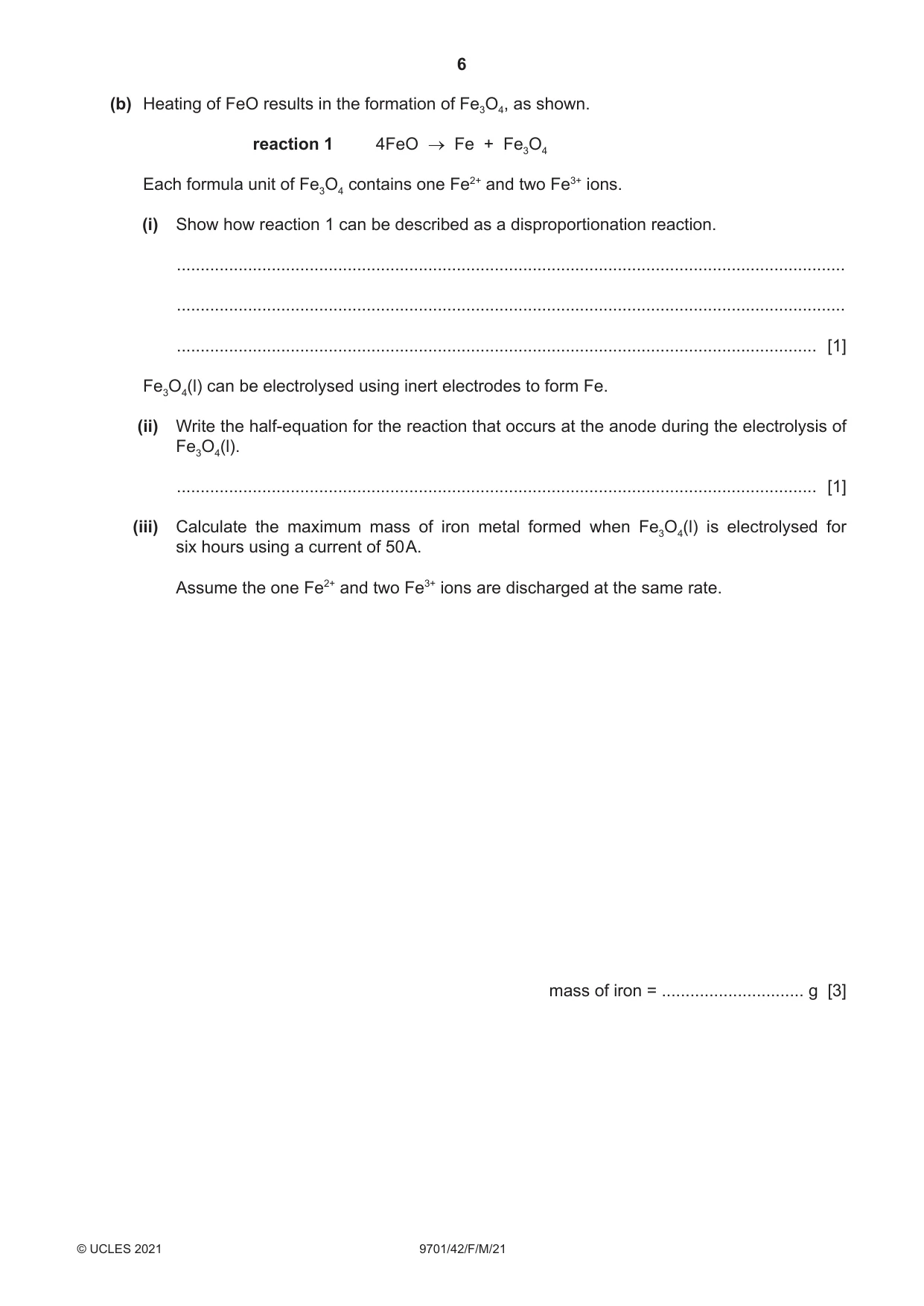 Cambridge A Level Chemistry 9701 2021 Feb/March Paper 4 · Variant 2 question paper, page 6 of 28