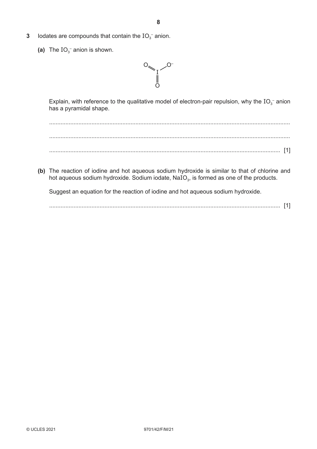 Cambridge A Level Chemistry 9701 2021 Feb/March Paper 4 · Variant 2 question paper, page 8 of 28