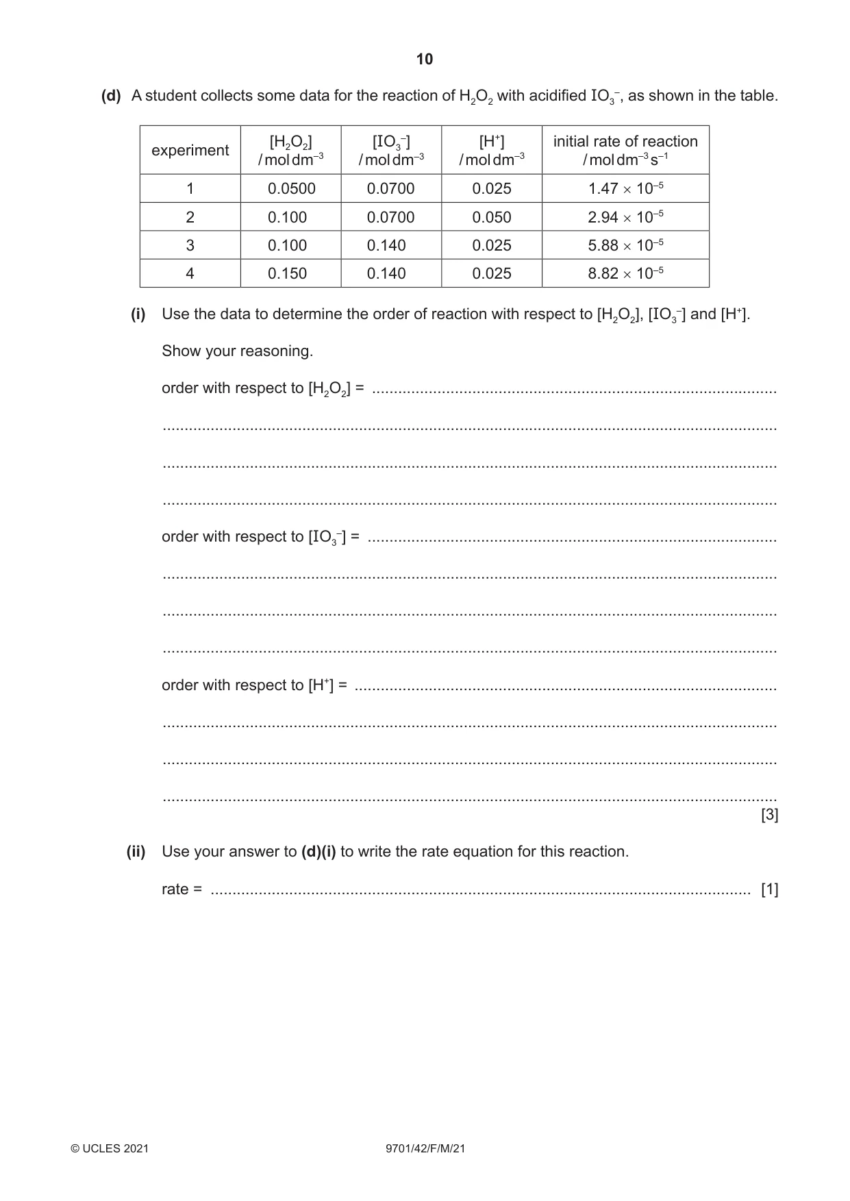Cambridge A Level Chemistry 9701 2021 Feb/March Paper 4 · Variant 2 question paper, page 10 of 28
