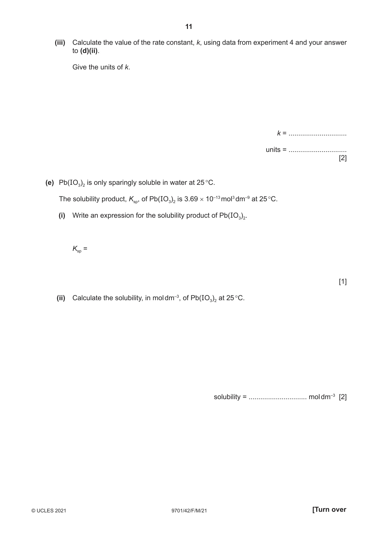 Cambridge A Level Chemistry 9701 2021 Feb/March Paper 4 · Variant 2 question paper, page 11 of 28
