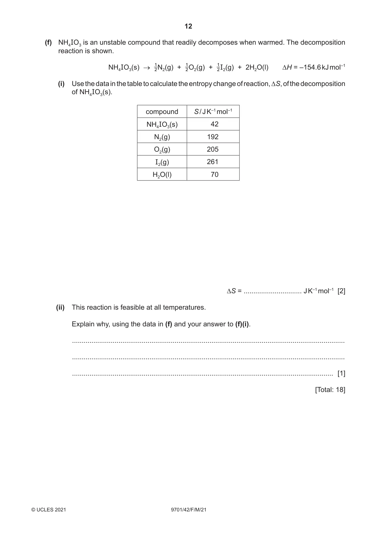 Cambridge A Level Chemistry 9701 2021 Feb/March Paper 4 · Variant 2 question paper, page 12 of 28
