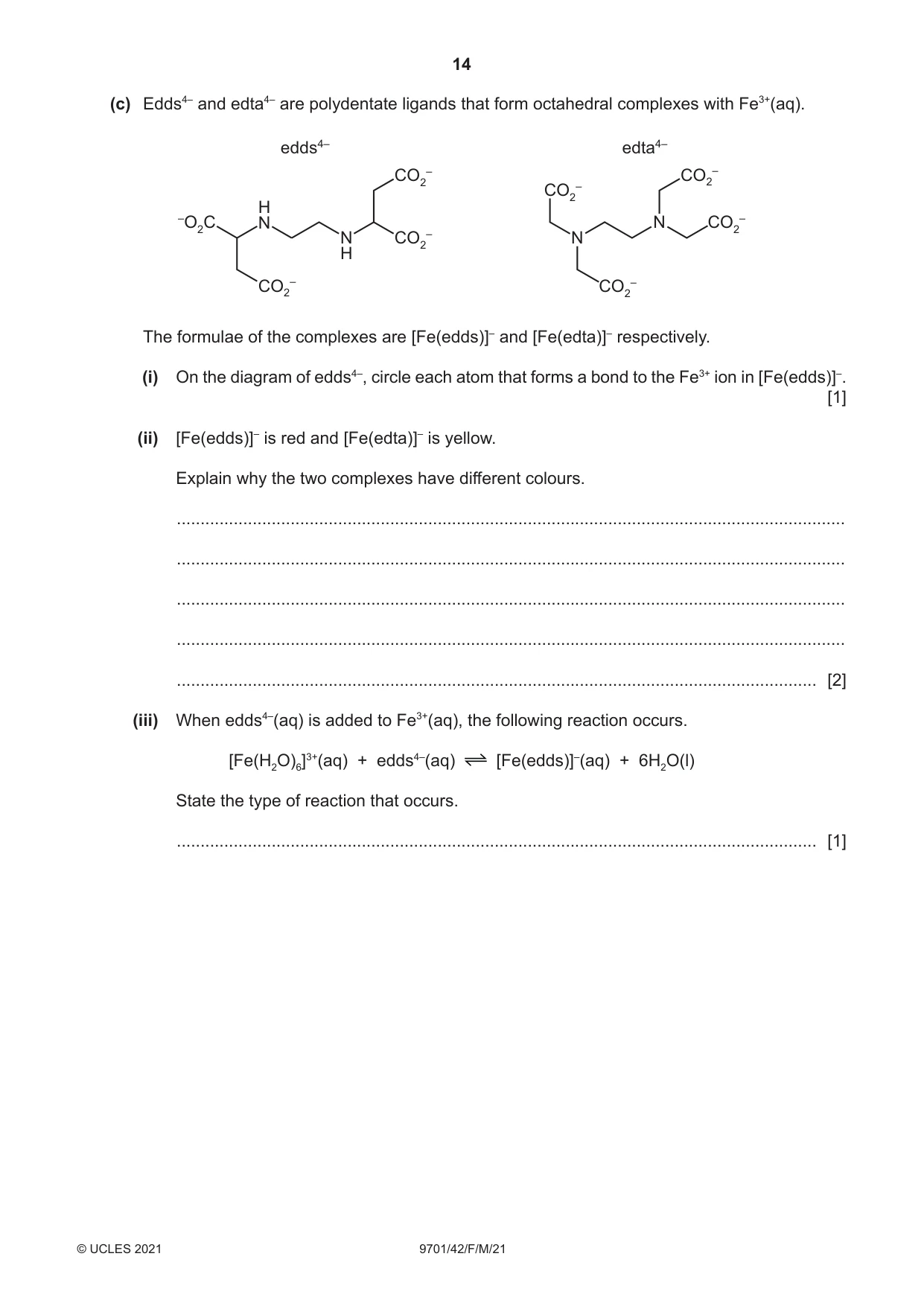 Cambridge A Level Chemistry 9701 2021 Feb/March Paper 4 · Variant 2 question paper, page 14 of 28