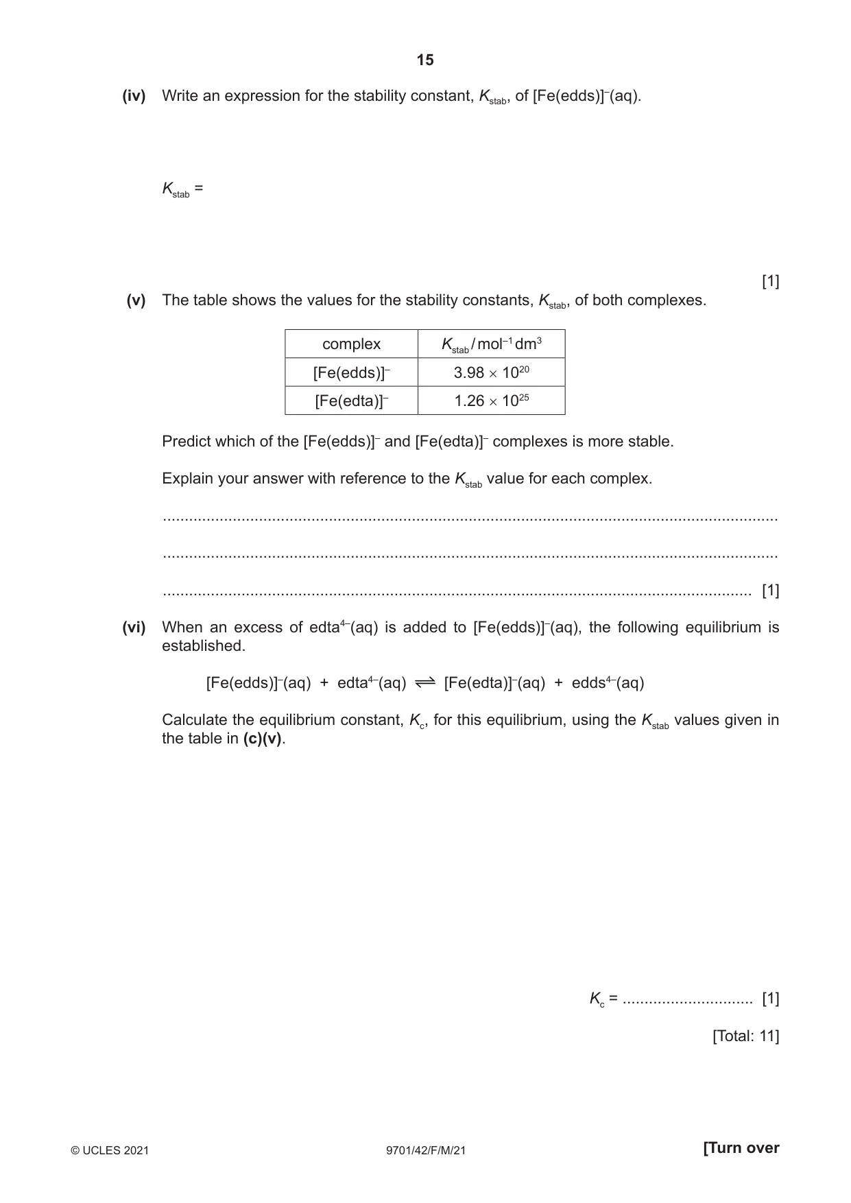 Cambridge A Level Chemistry 9701 2021 Feb/March Paper 4 · Variant 2 question paper, page 15 of 28