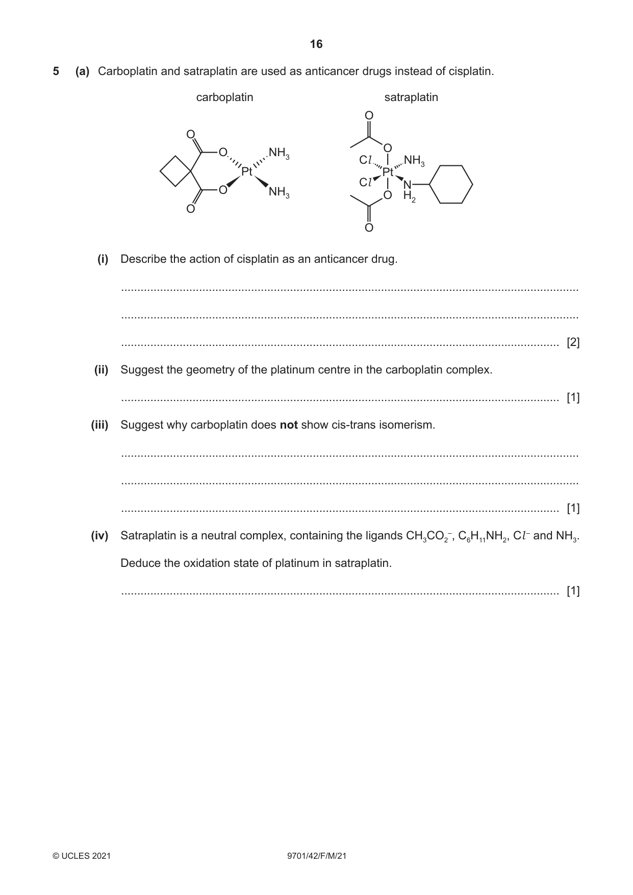 Cambridge A Level Chemistry 9701 2021 Feb/March Paper 4 · Variant 2 question paper, page 16 of 28