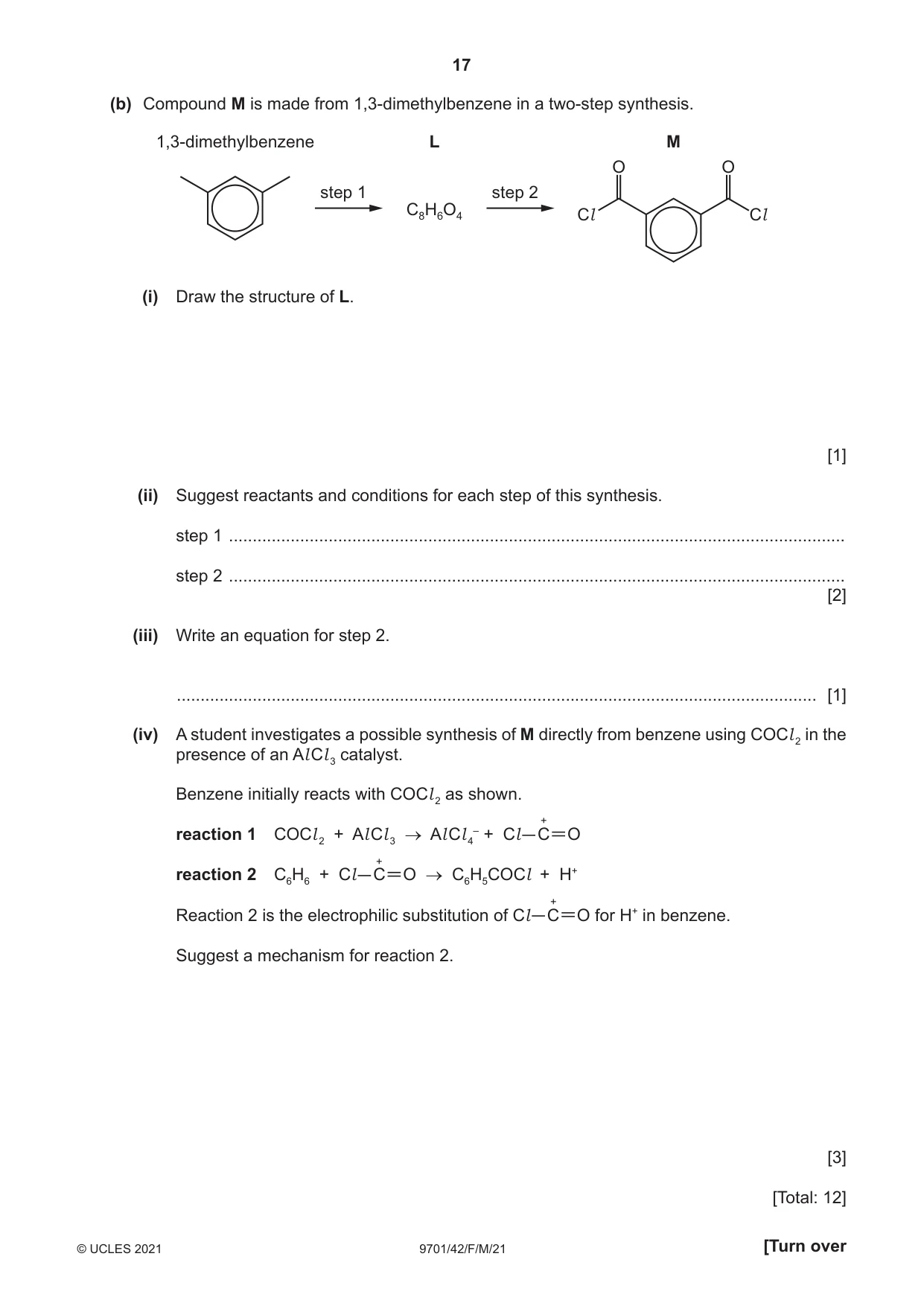 Cambridge A Level Chemistry 9701 2021 Feb/March Paper 4 · Variant 2 question paper, page 17 of 28