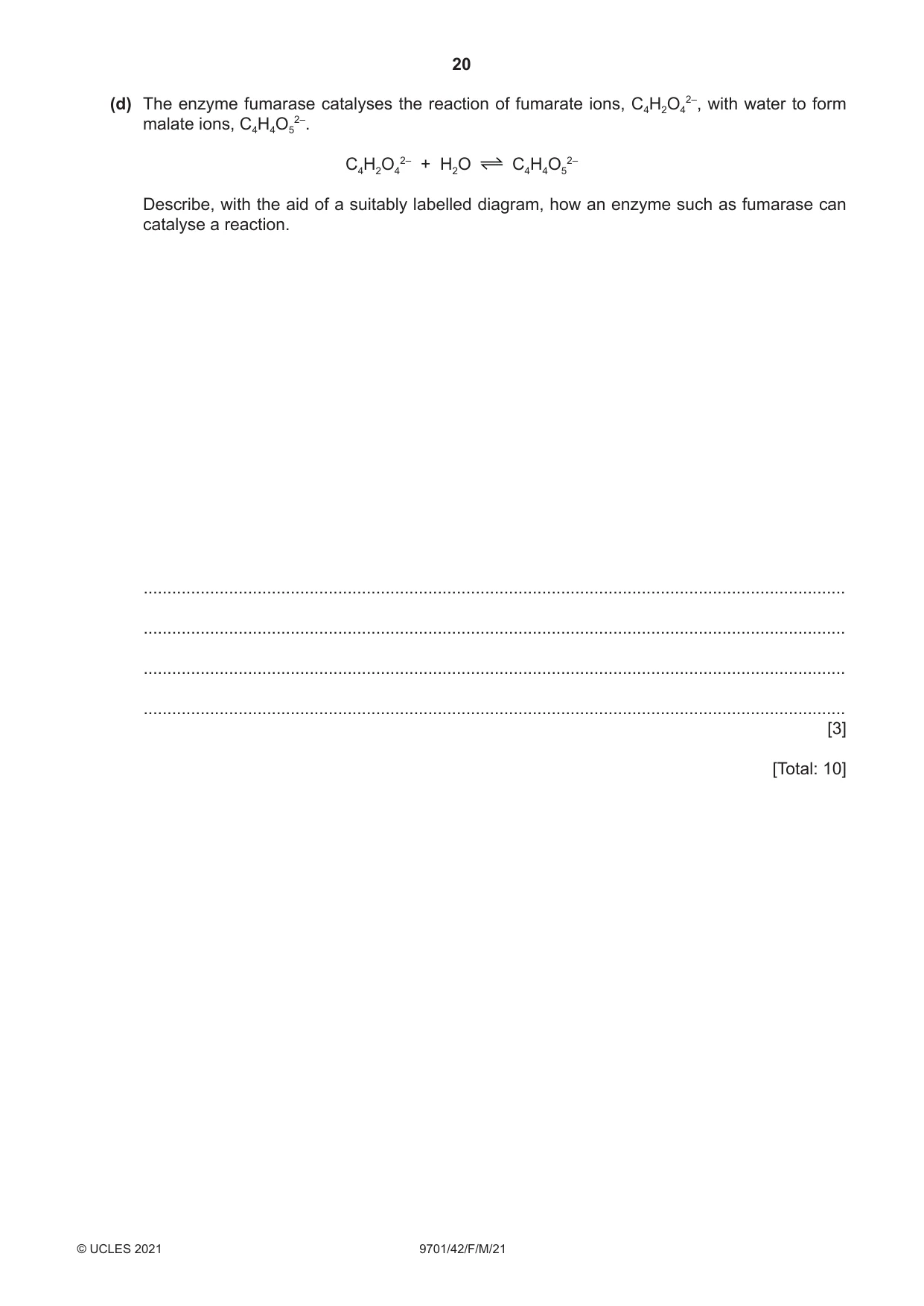 Cambridge A Level Chemistry 9701 2021 Feb/March Paper 4 · Variant 2 question paper, page 20 of 28
