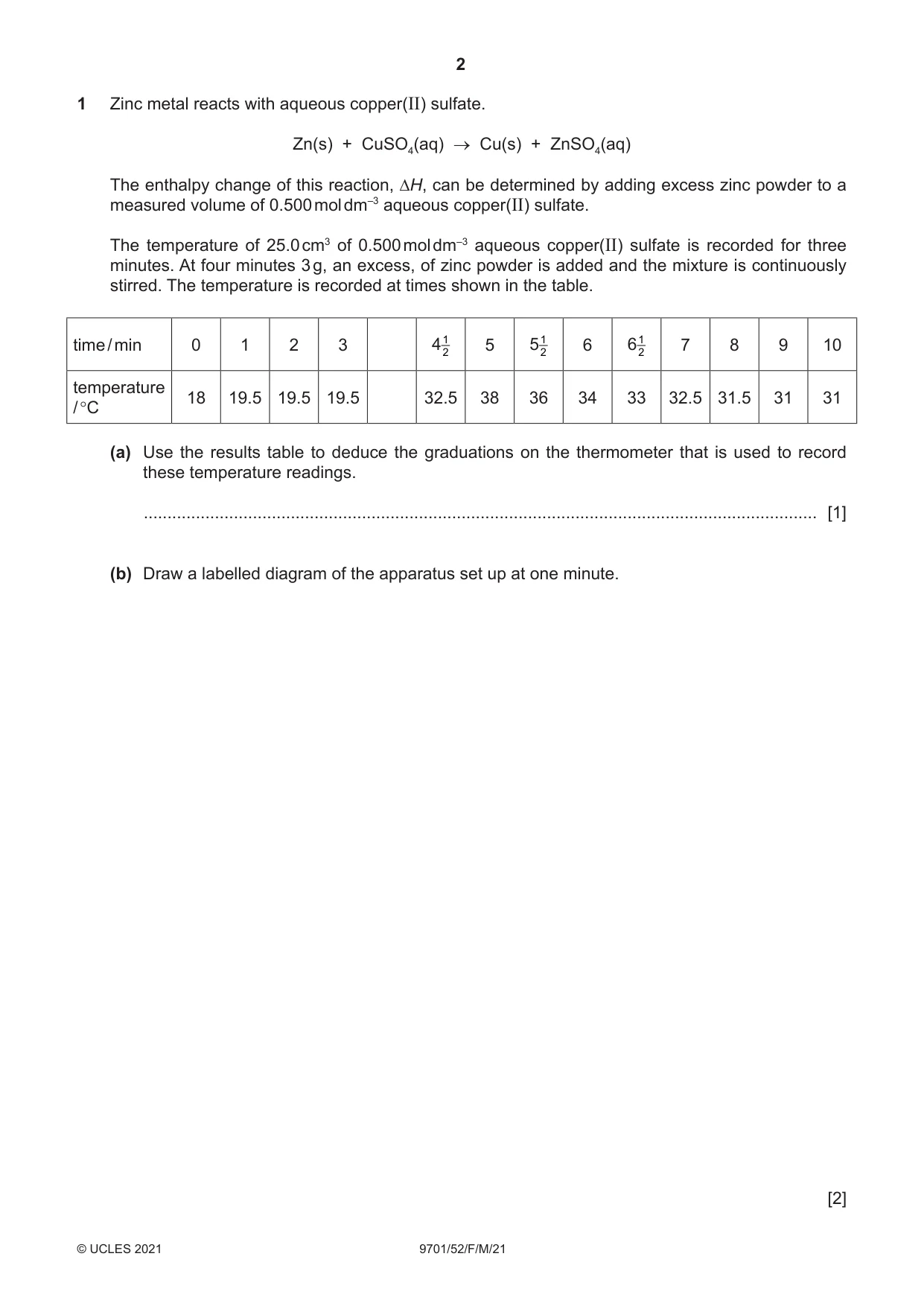 Cambridge A Level Chemistry 9701 2021 Feb/March Paper 5 · Variant 2 question paper, page 2 of 8