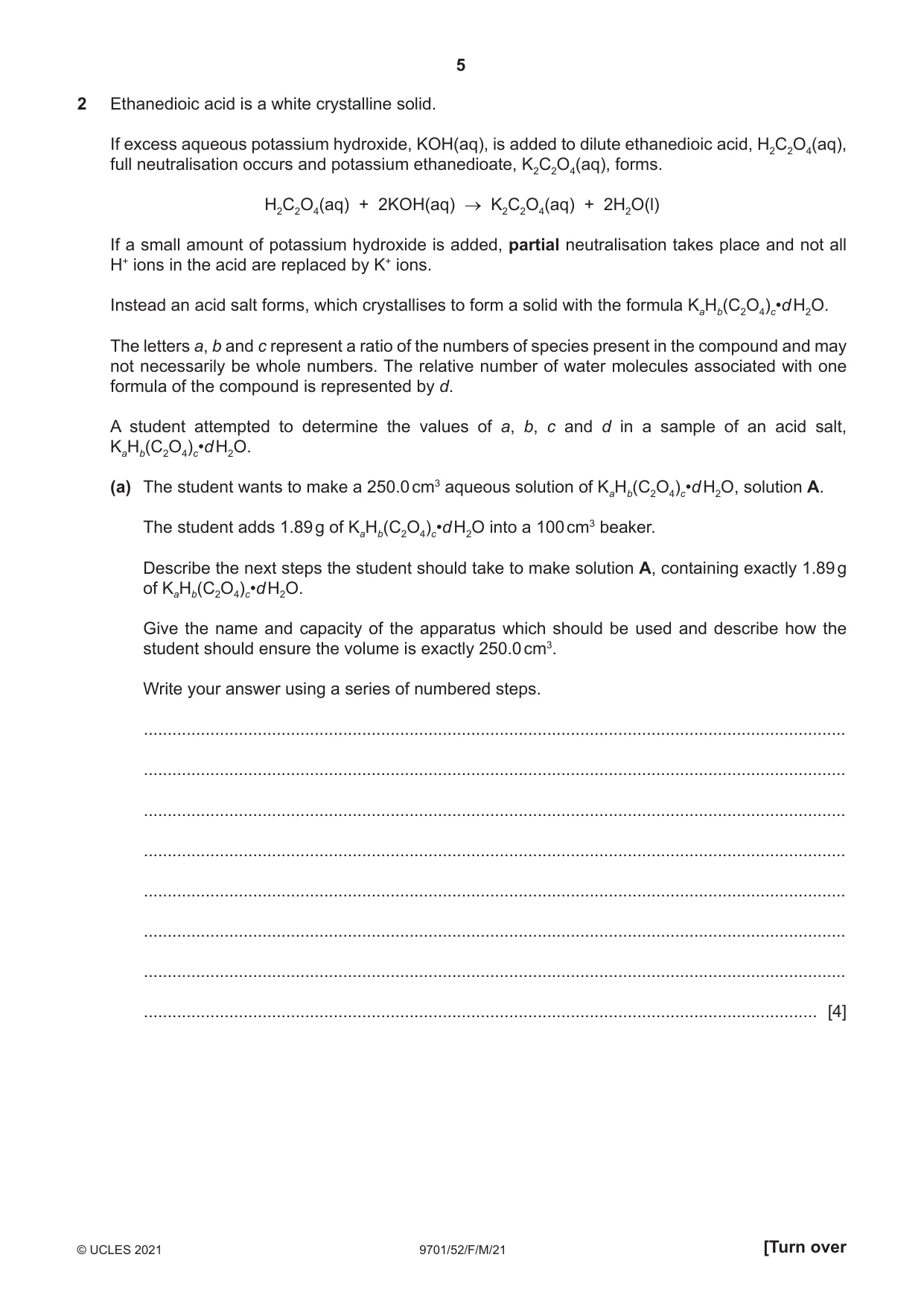 Cambridge A Level Chemistry 9701 2021 Feb/March Paper 5 · Variant 2 question paper, page 5 of 8