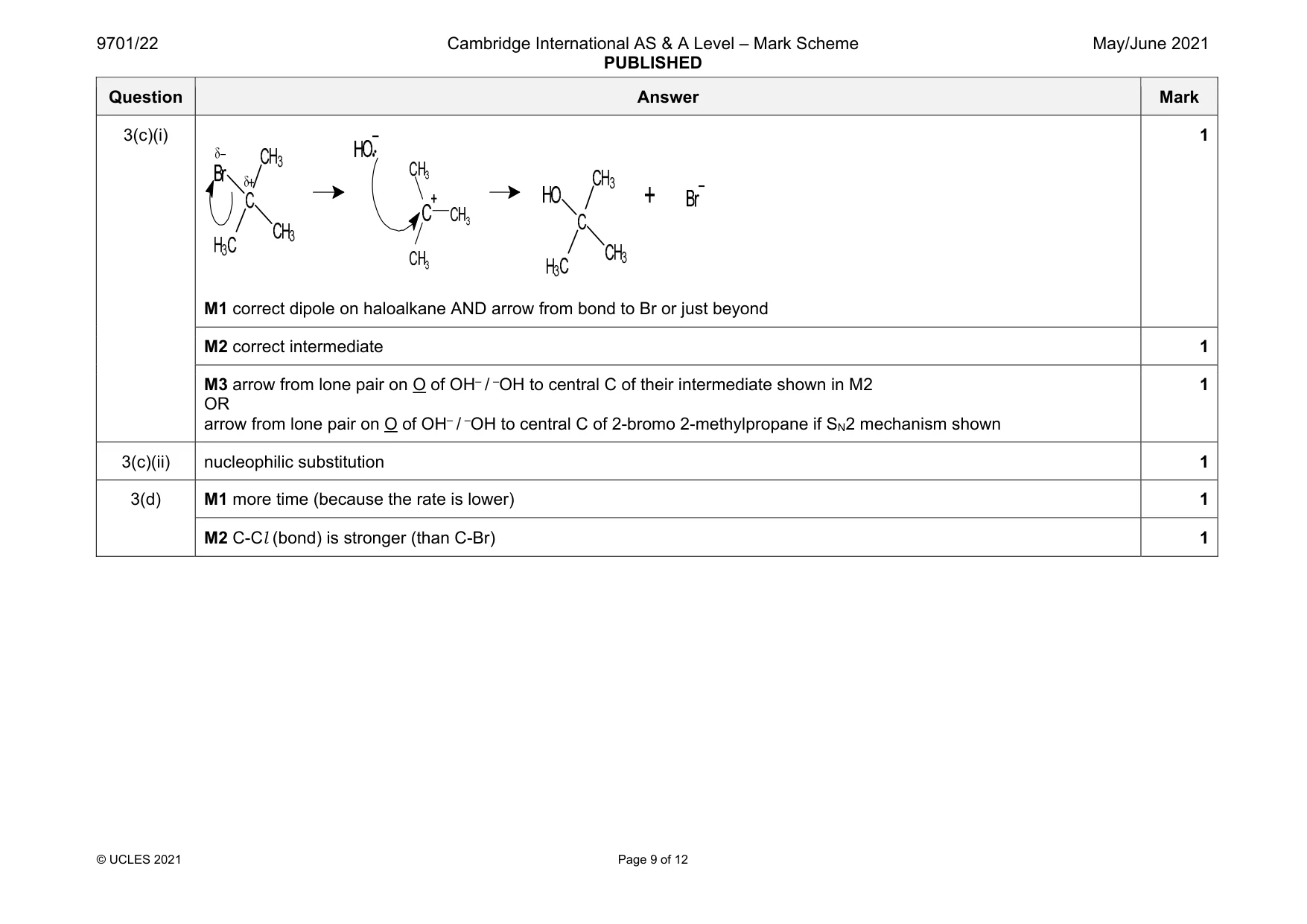 Mark scheme, page 9 of 12