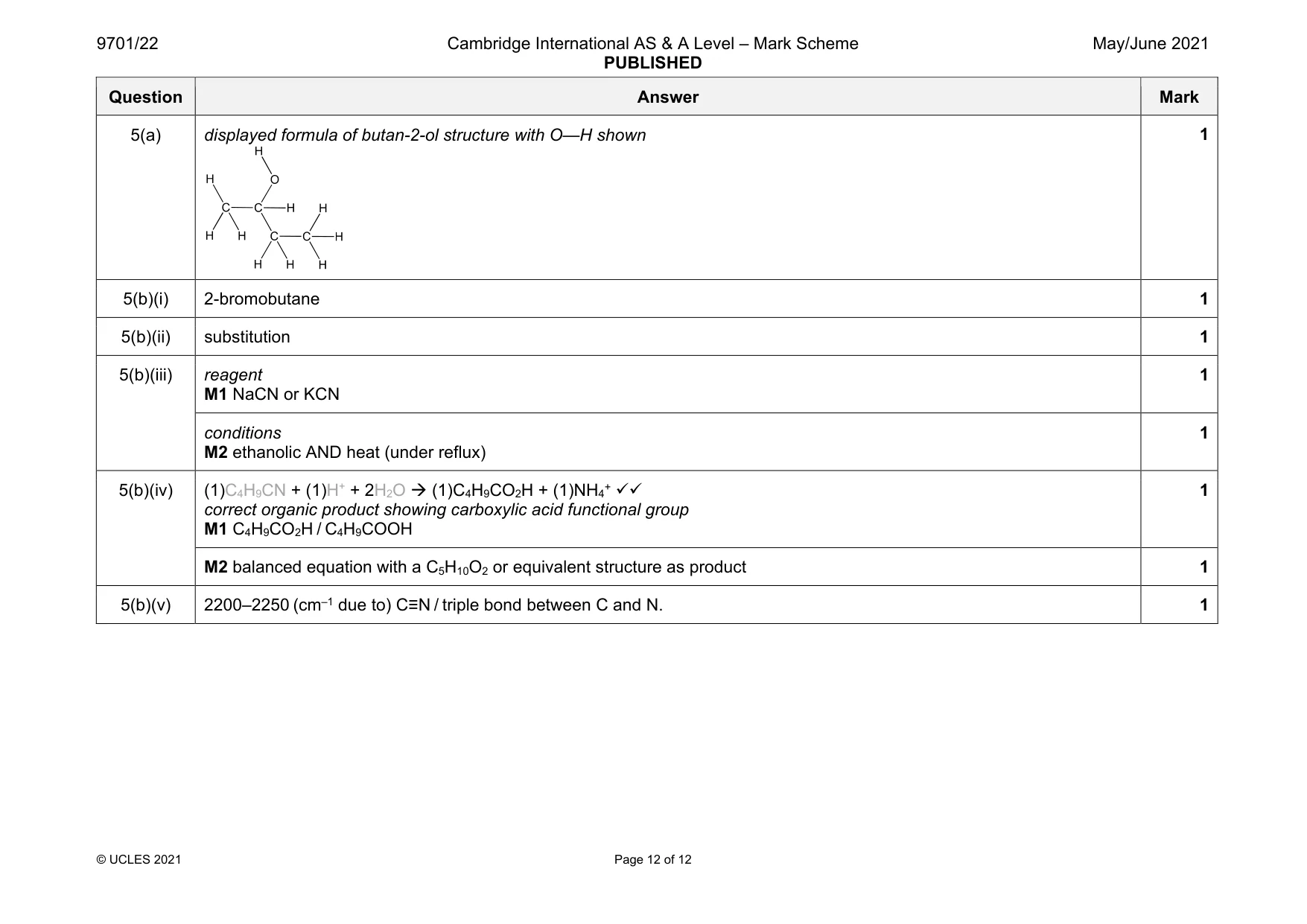 Mark scheme, page 12 of 12