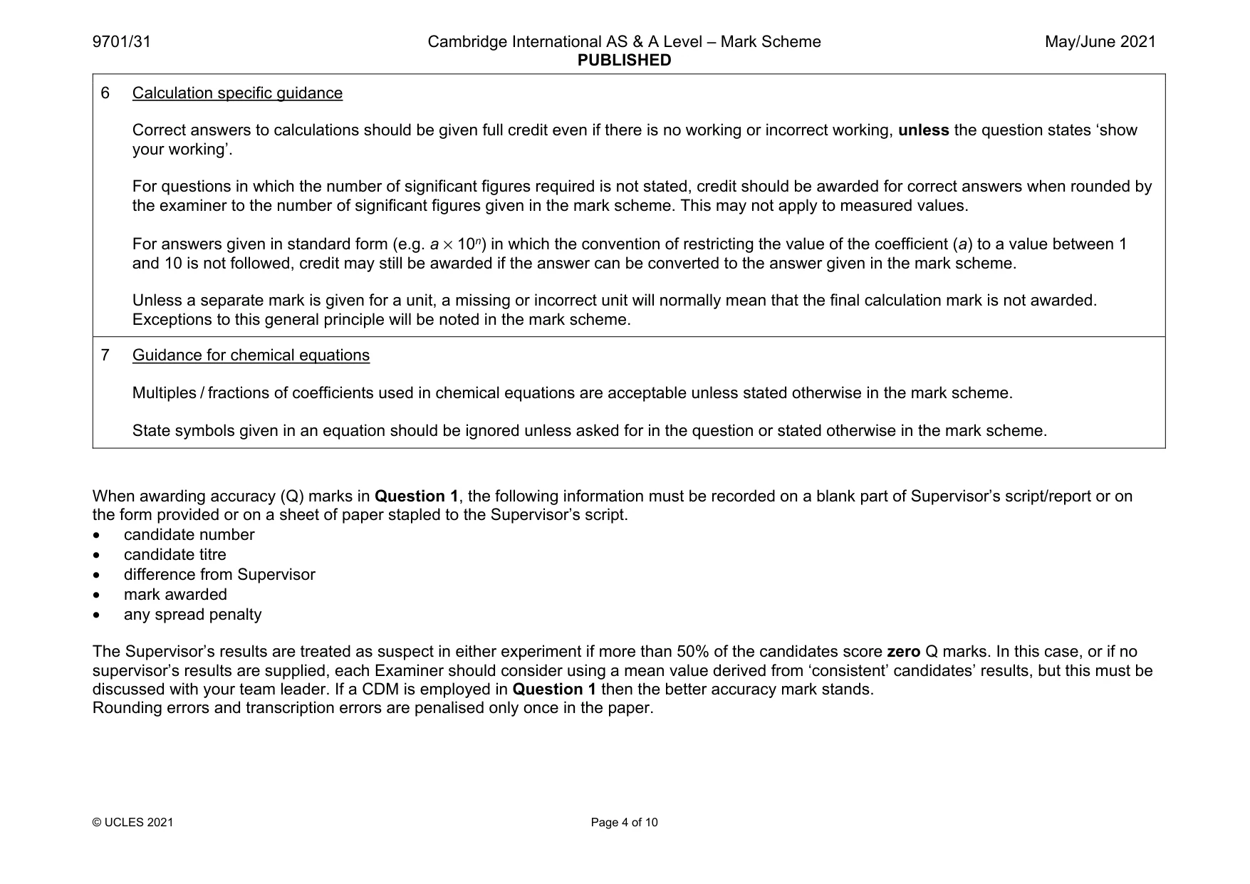 Mark scheme, page 4 of 10