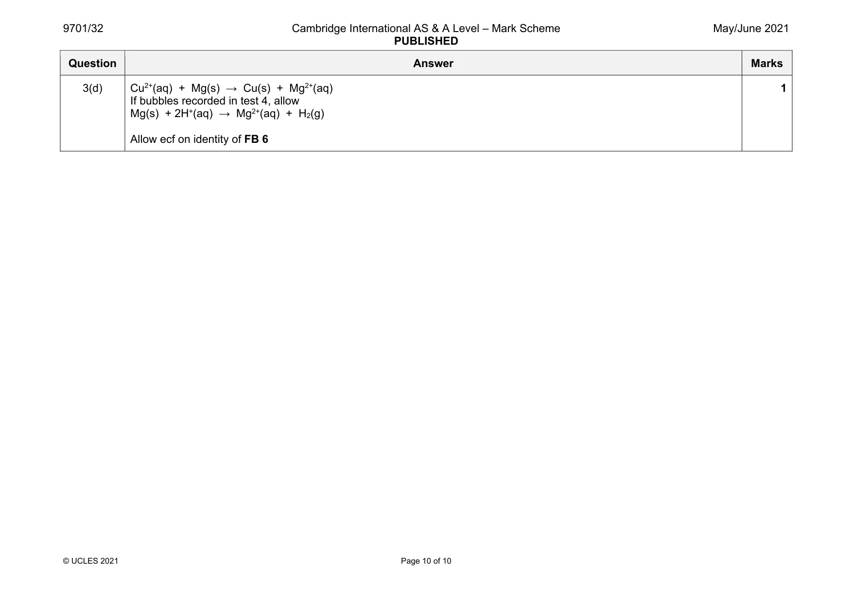Mark scheme, page 10 of 10