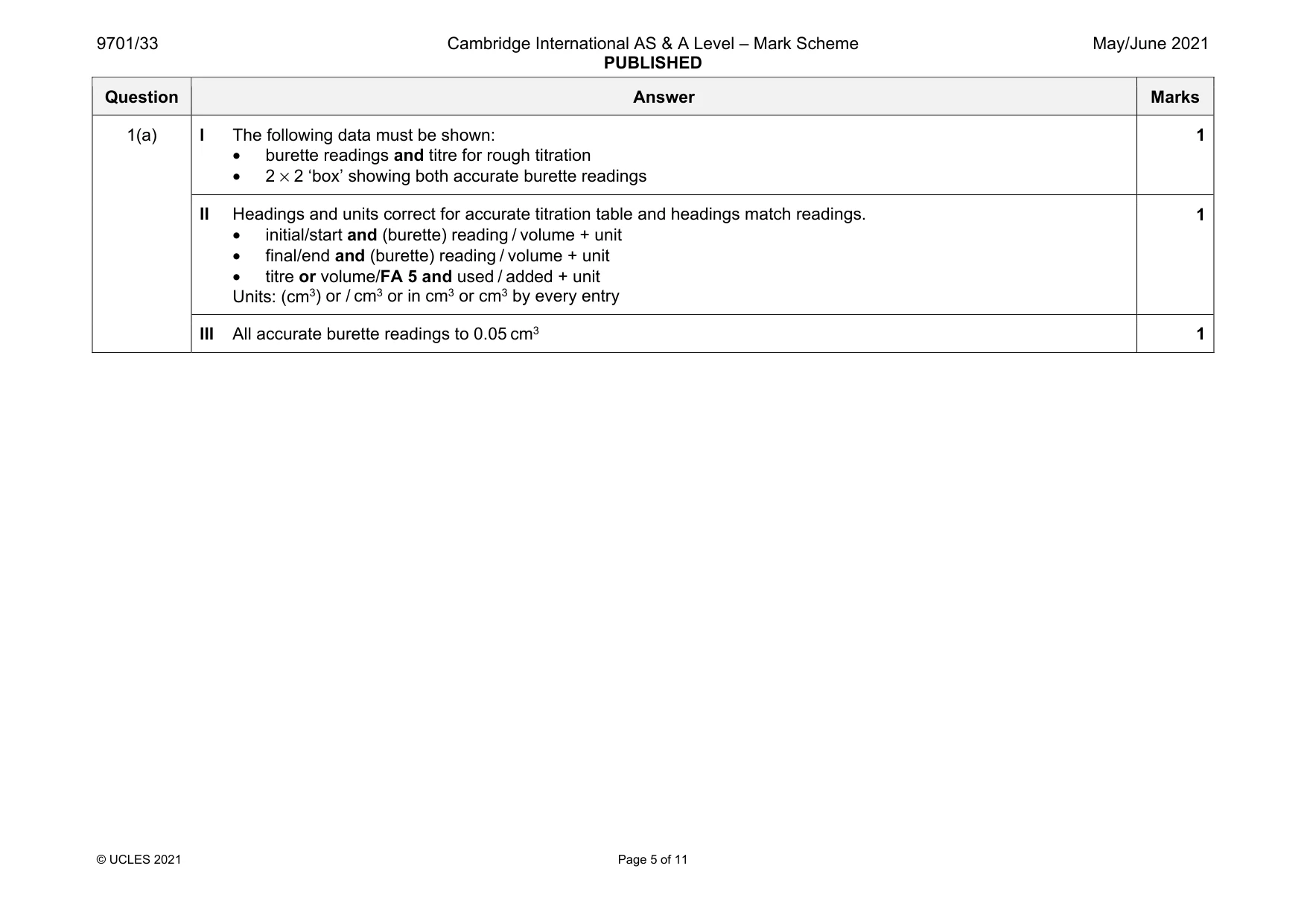 Mark scheme, page 5 of 11