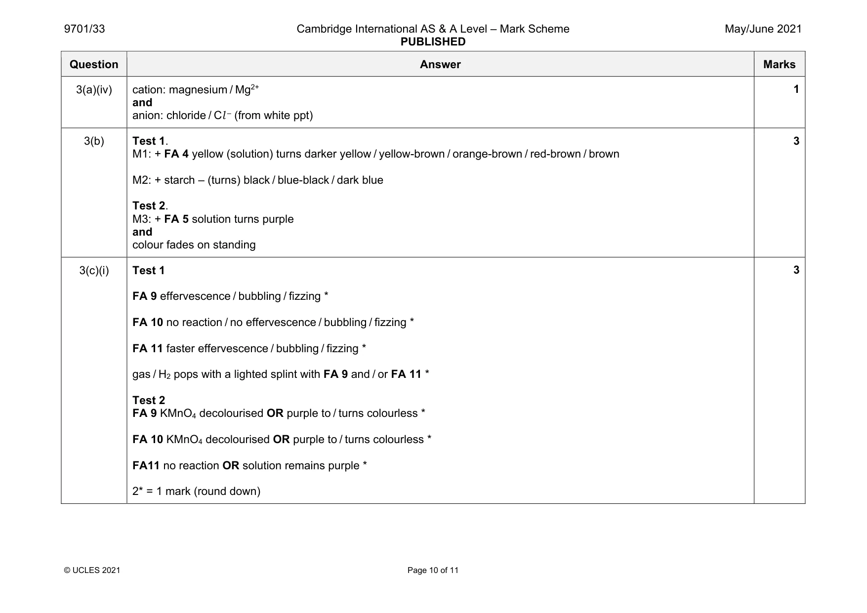 Mark scheme, page 10 of 11