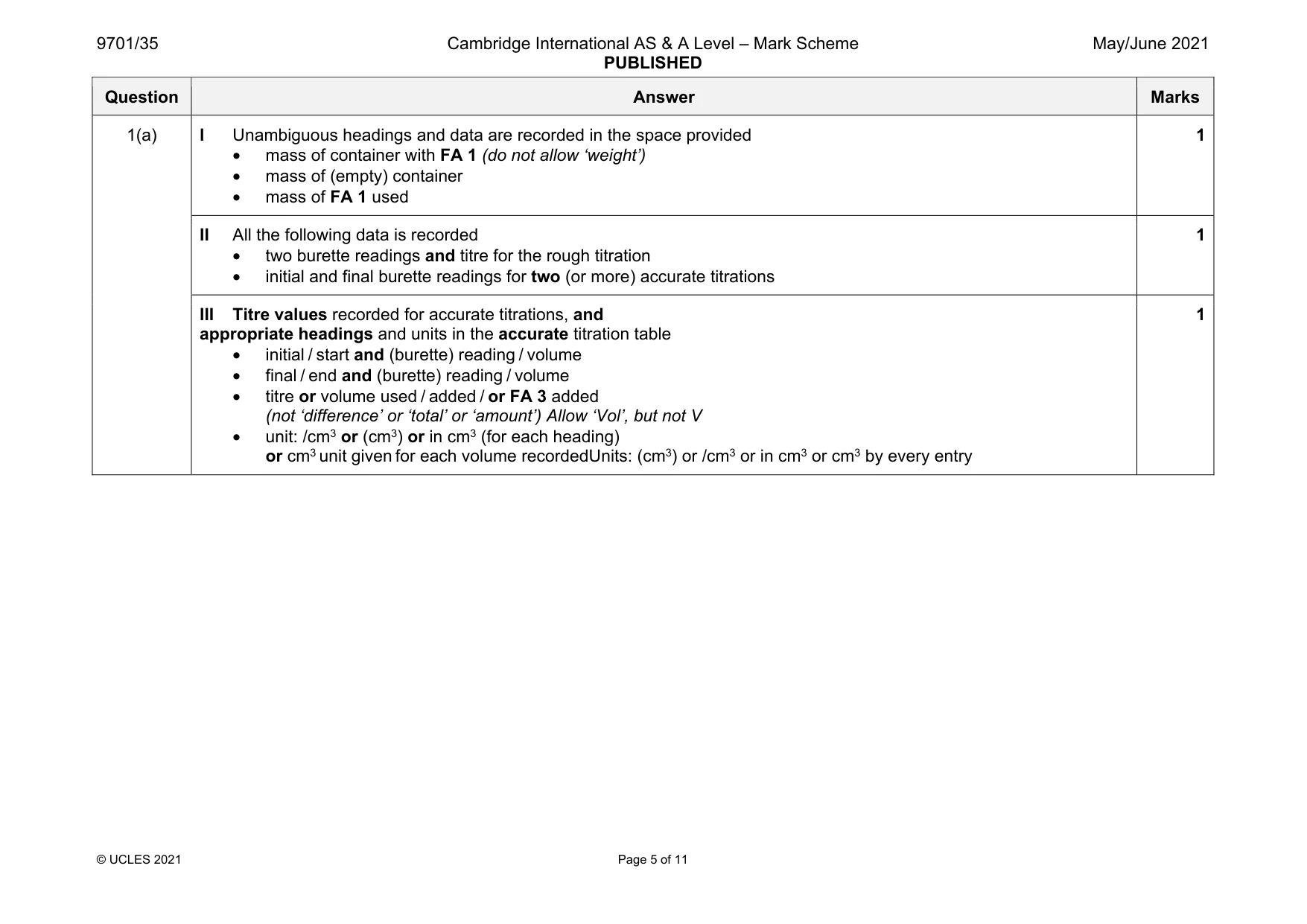 Mark scheme, page 5 of 11
