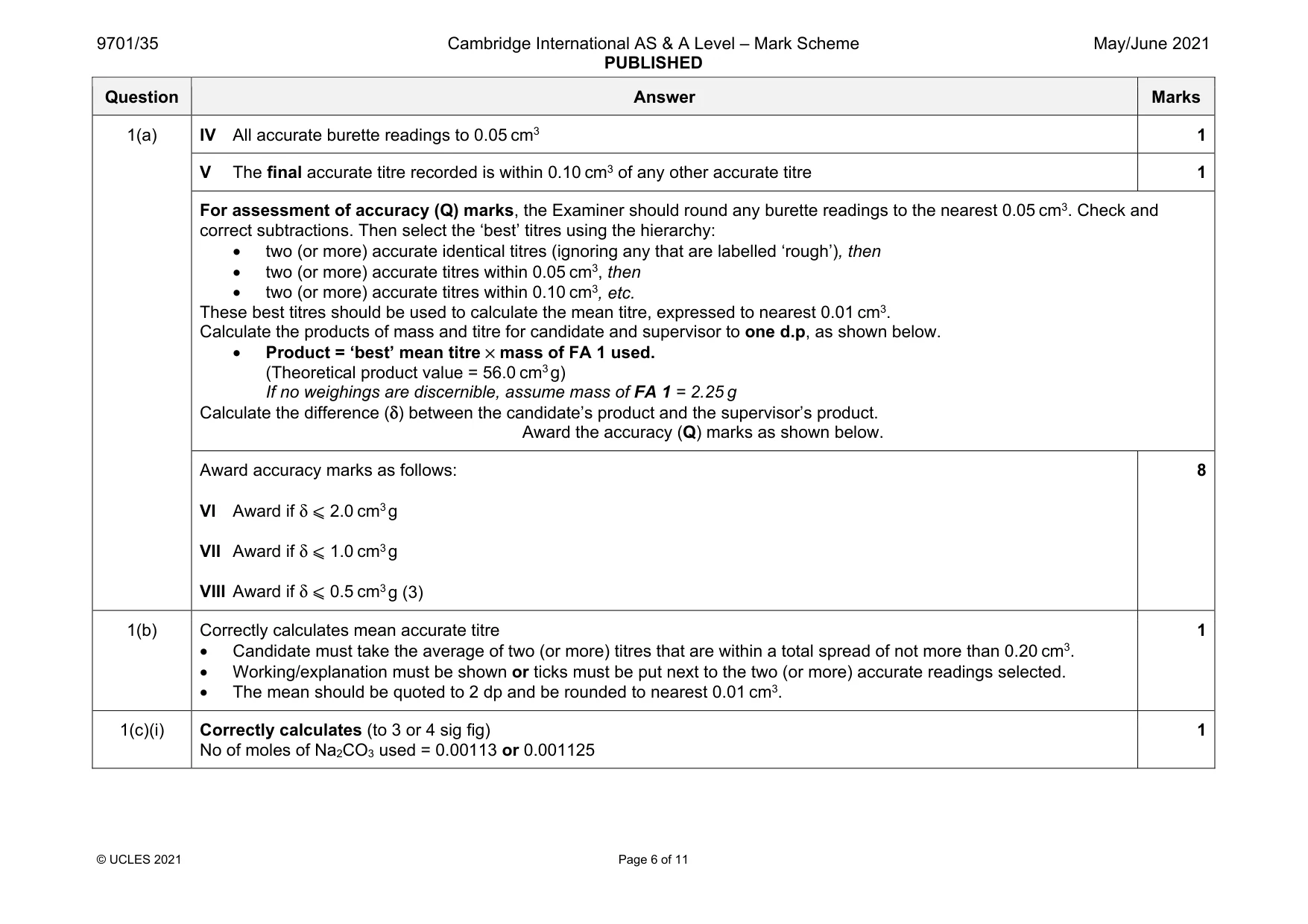 Mark scheme, page 6 of 11