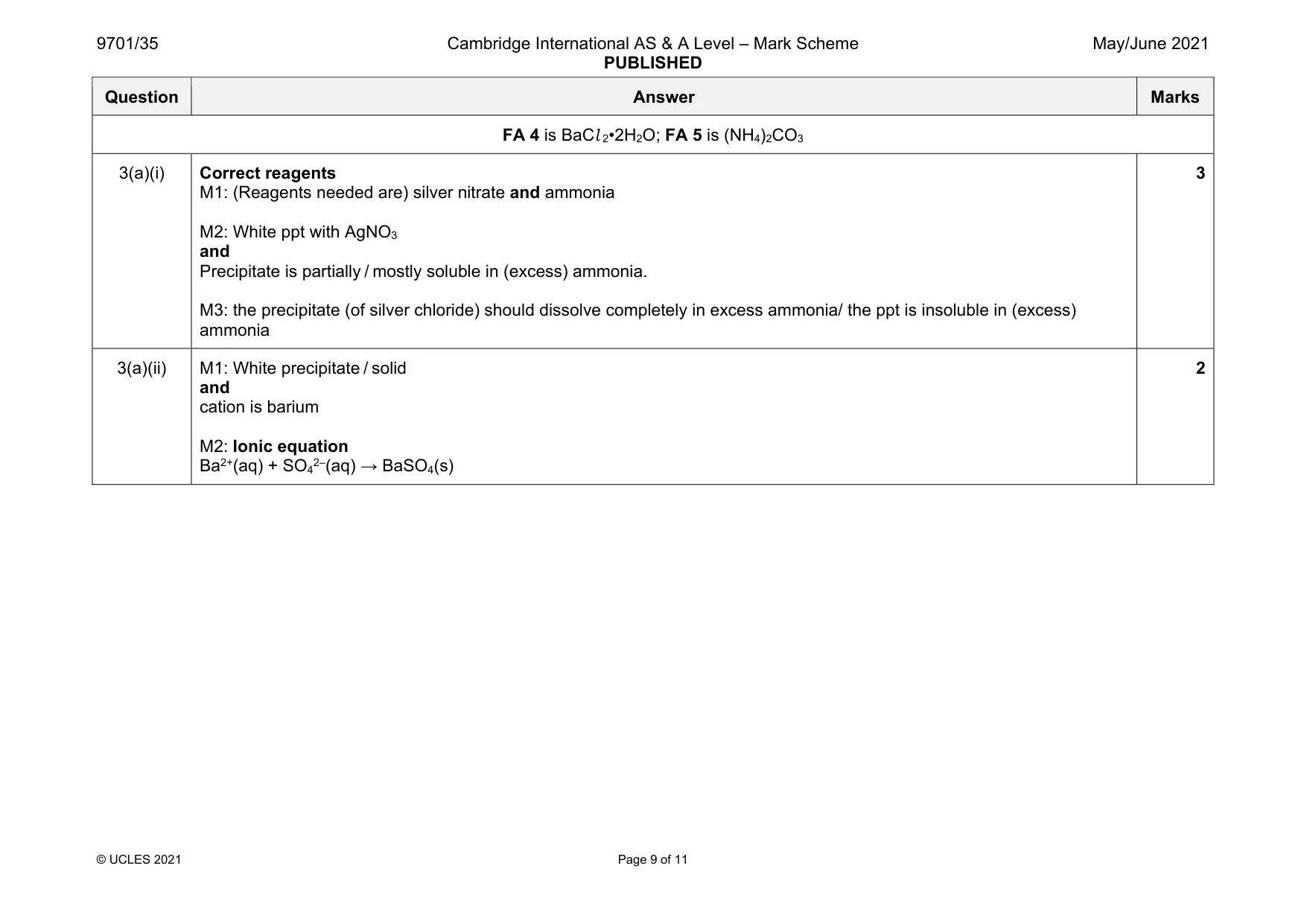 Mark scheme, page 9 of 11