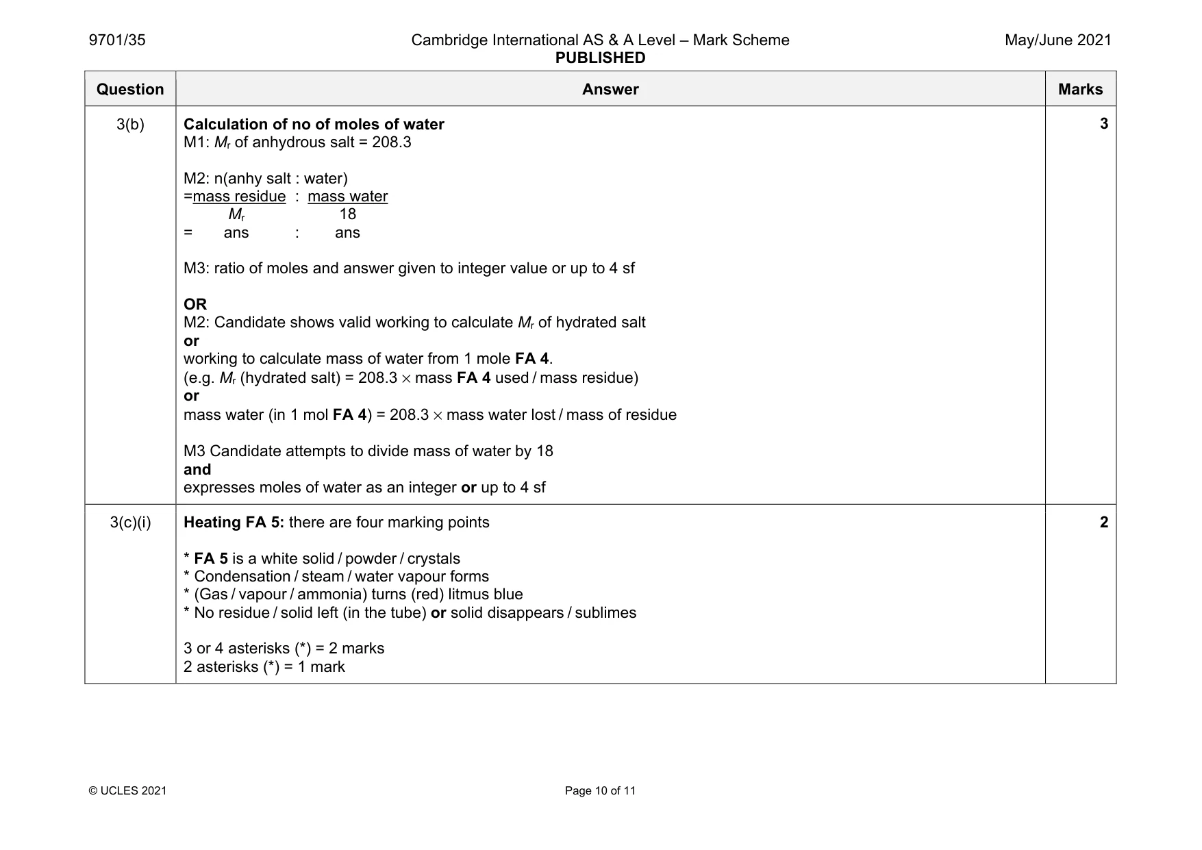 Mark scheme, page 10 of 11