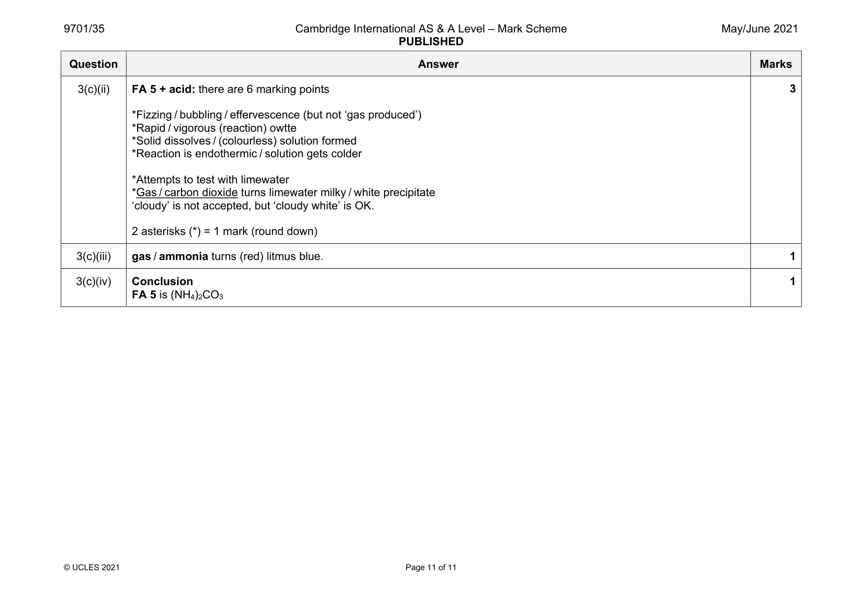Mark scheme, page 11 of 11