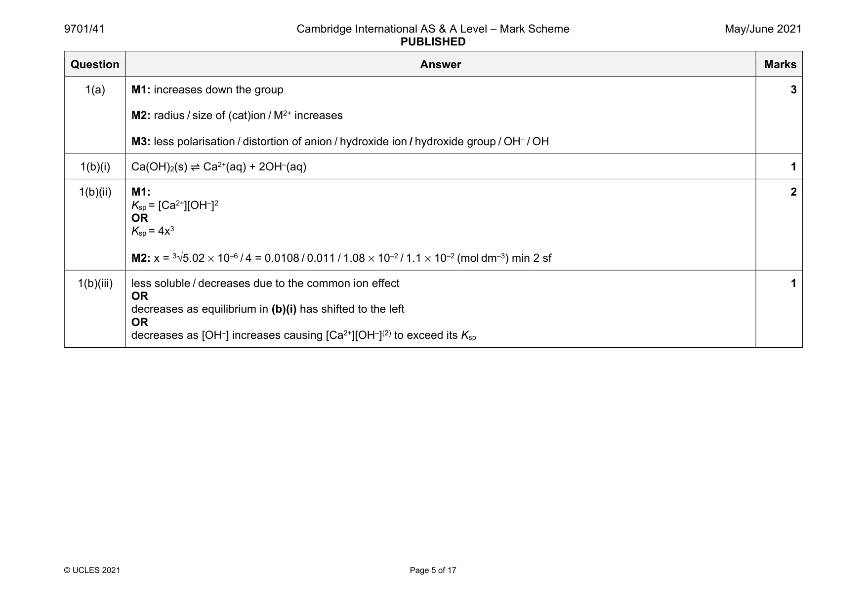 Mark scheme, page 5 of 17
