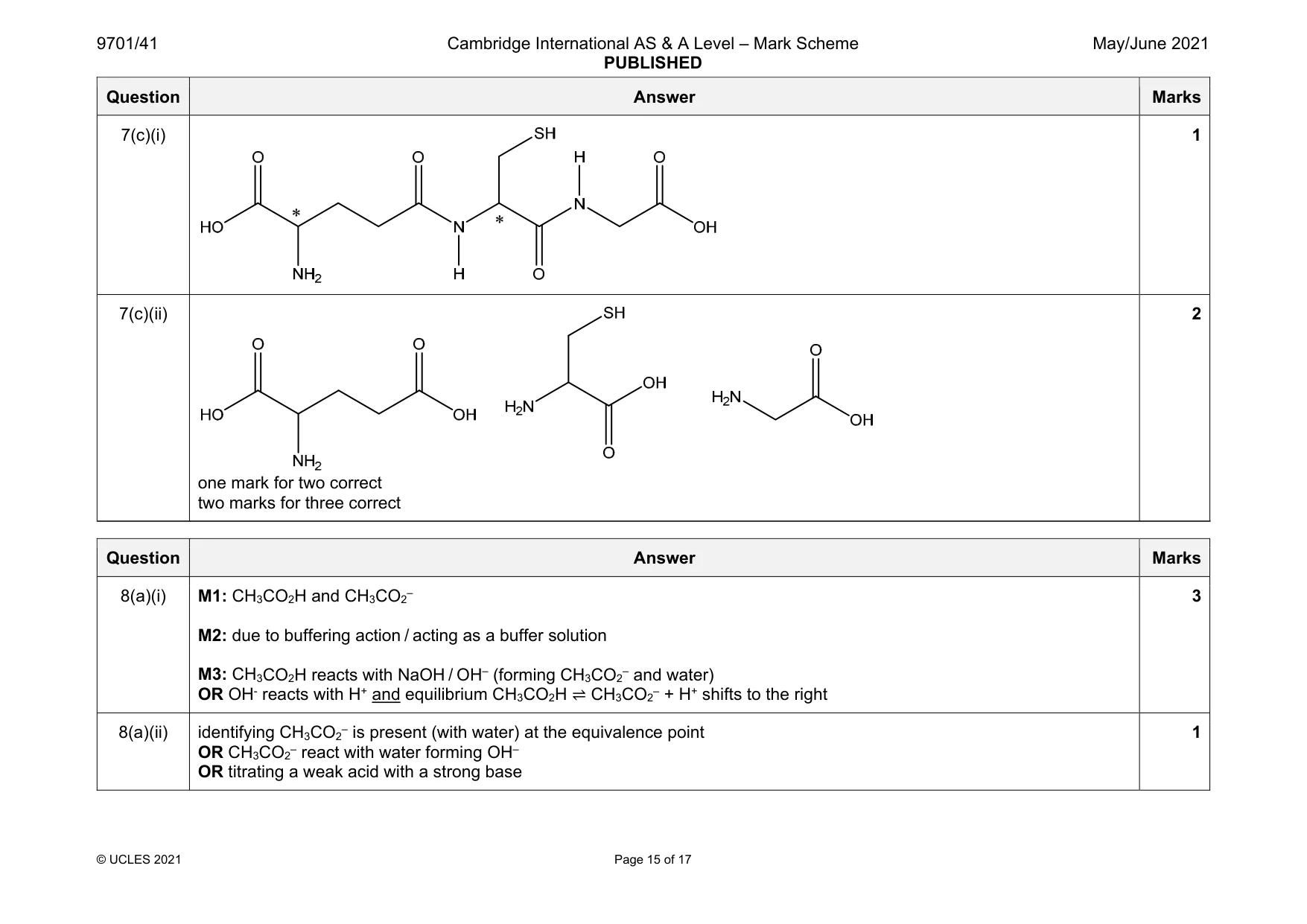 Mark scheme, page 15 of 17