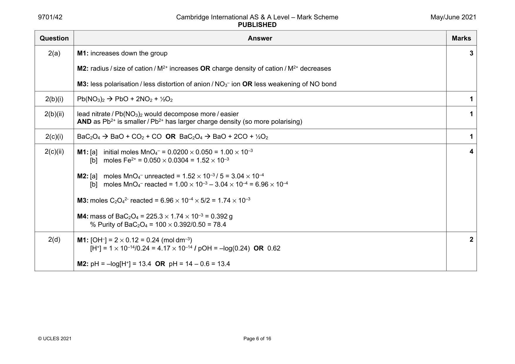 Mark scheme, page 6 of 16