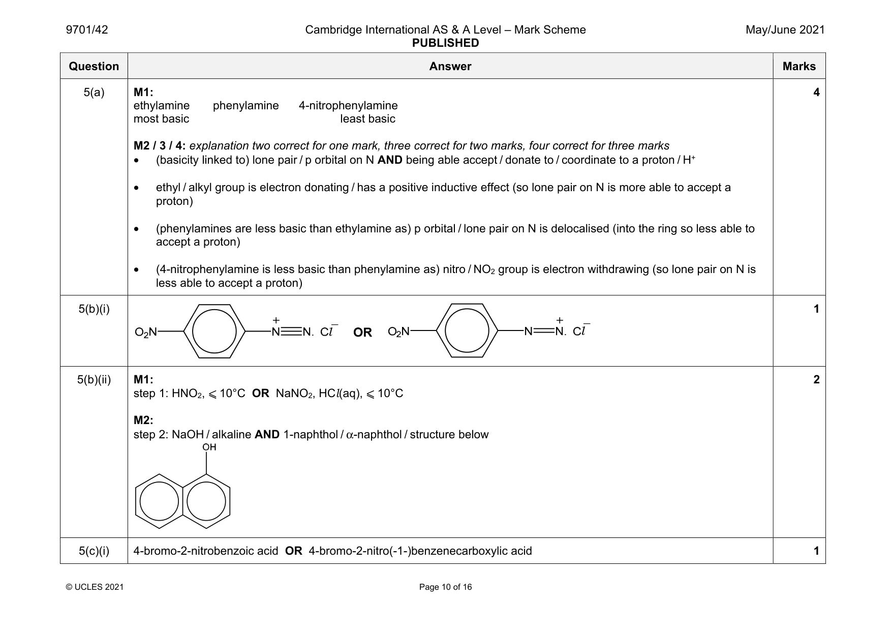 Mark scheme, page 10 of 16