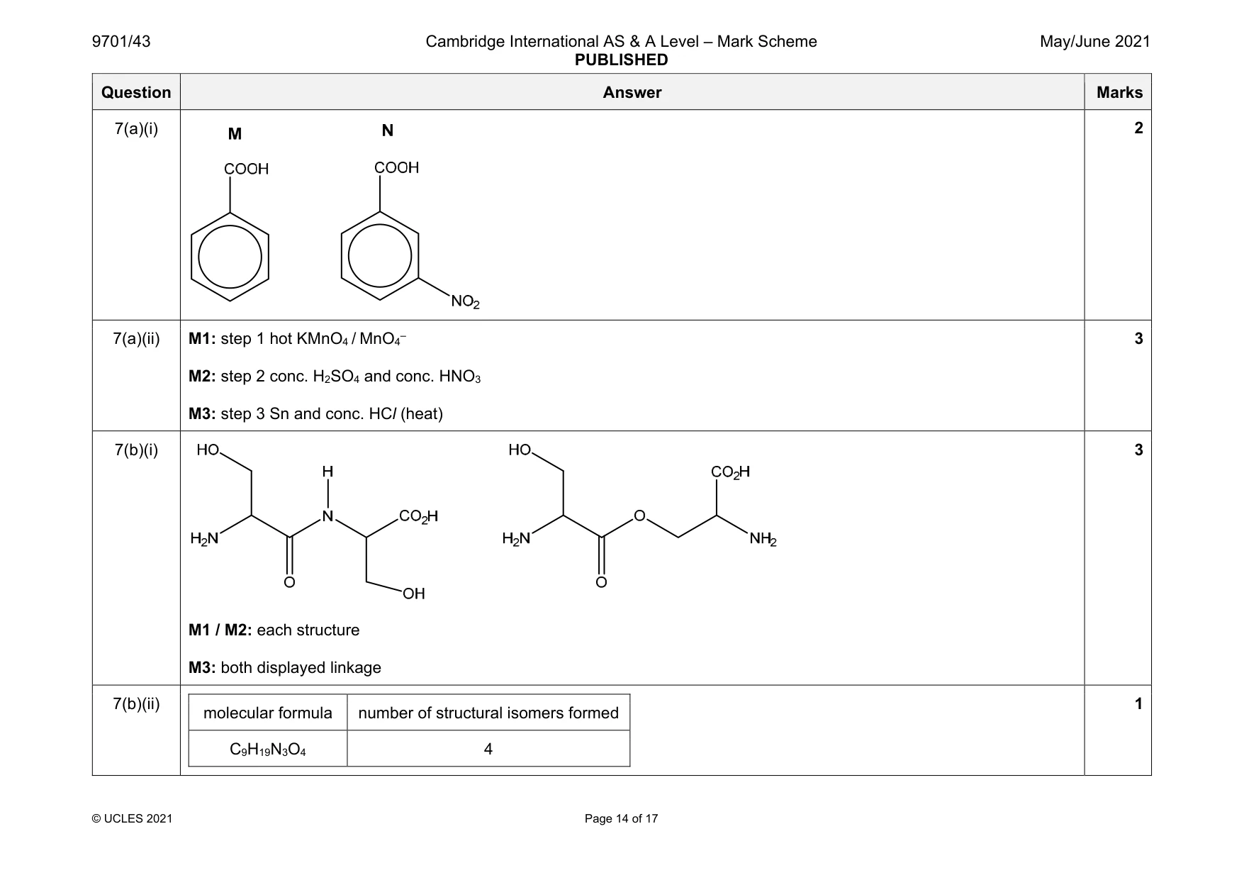Mark scheme, page 14 of 17