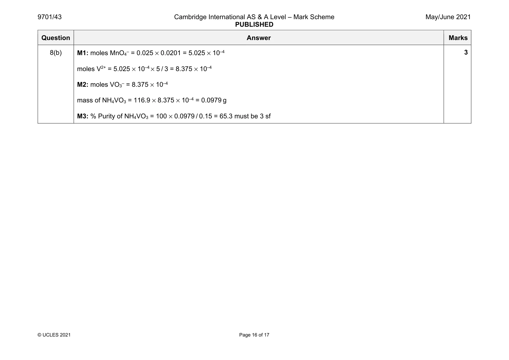 Mark scheme, page 16 of 17