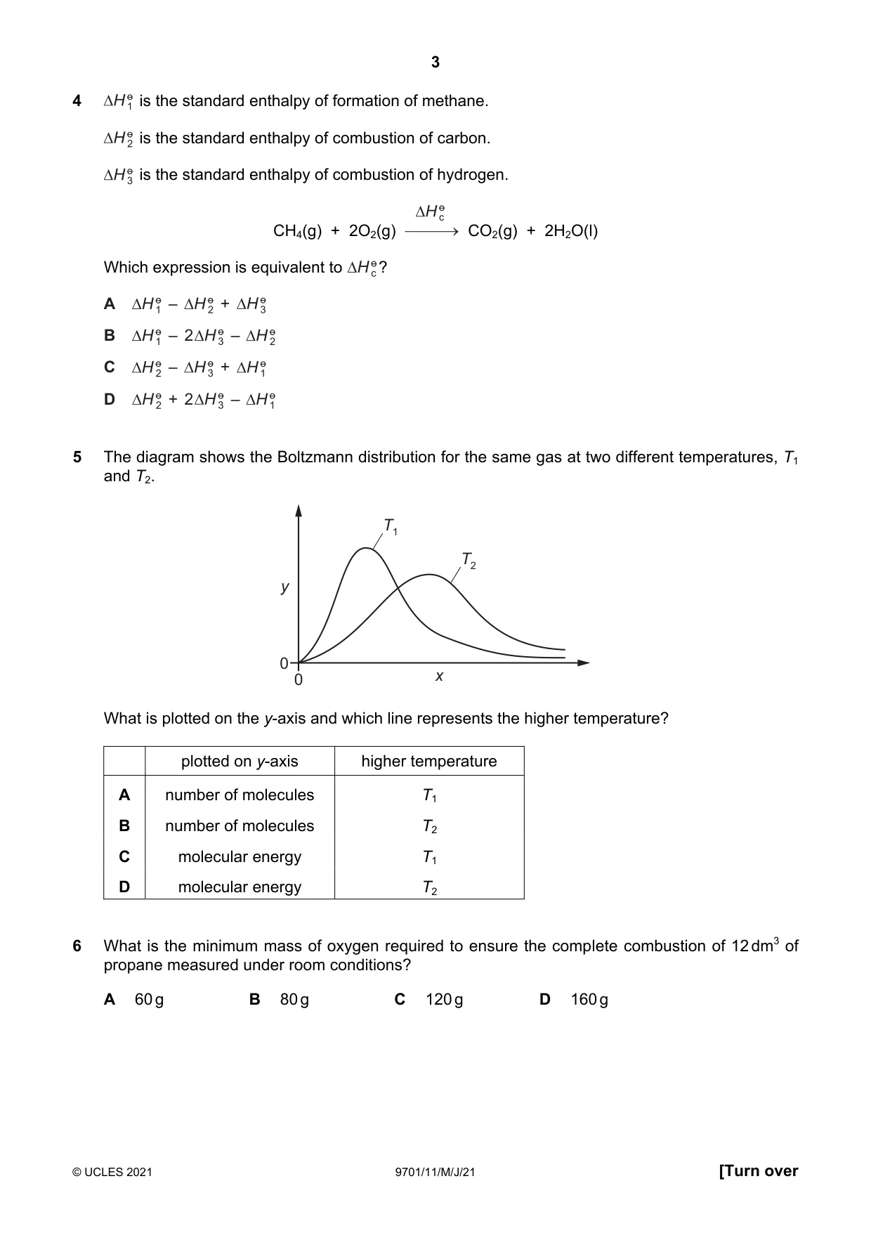 Cambridge A Level Chemistry 9701 2021 May/June Paper 1 · Variant 1 question paper, page 3 of 16
