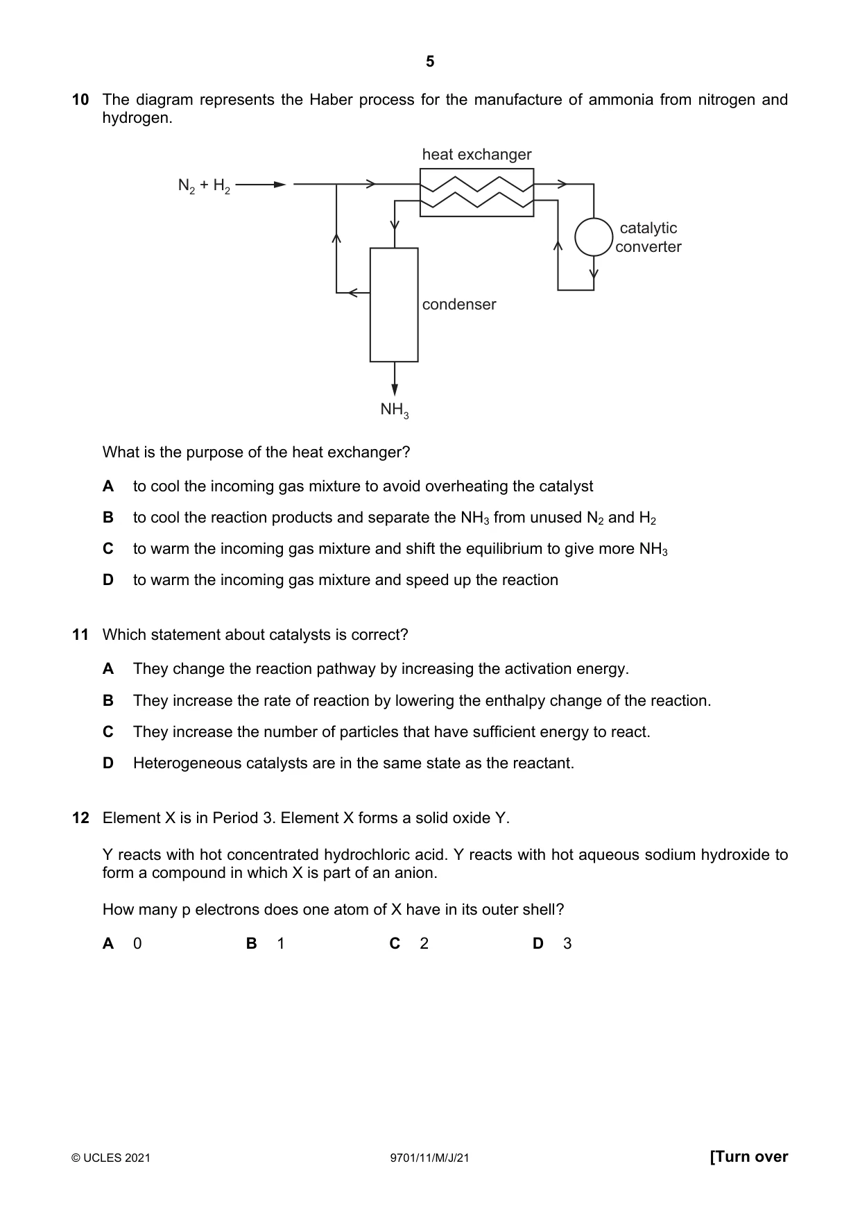 Cambridge A Level Chemistry 9701 2021 May/June Paper 1 · Variant 1 question paper, page 5 of 16
