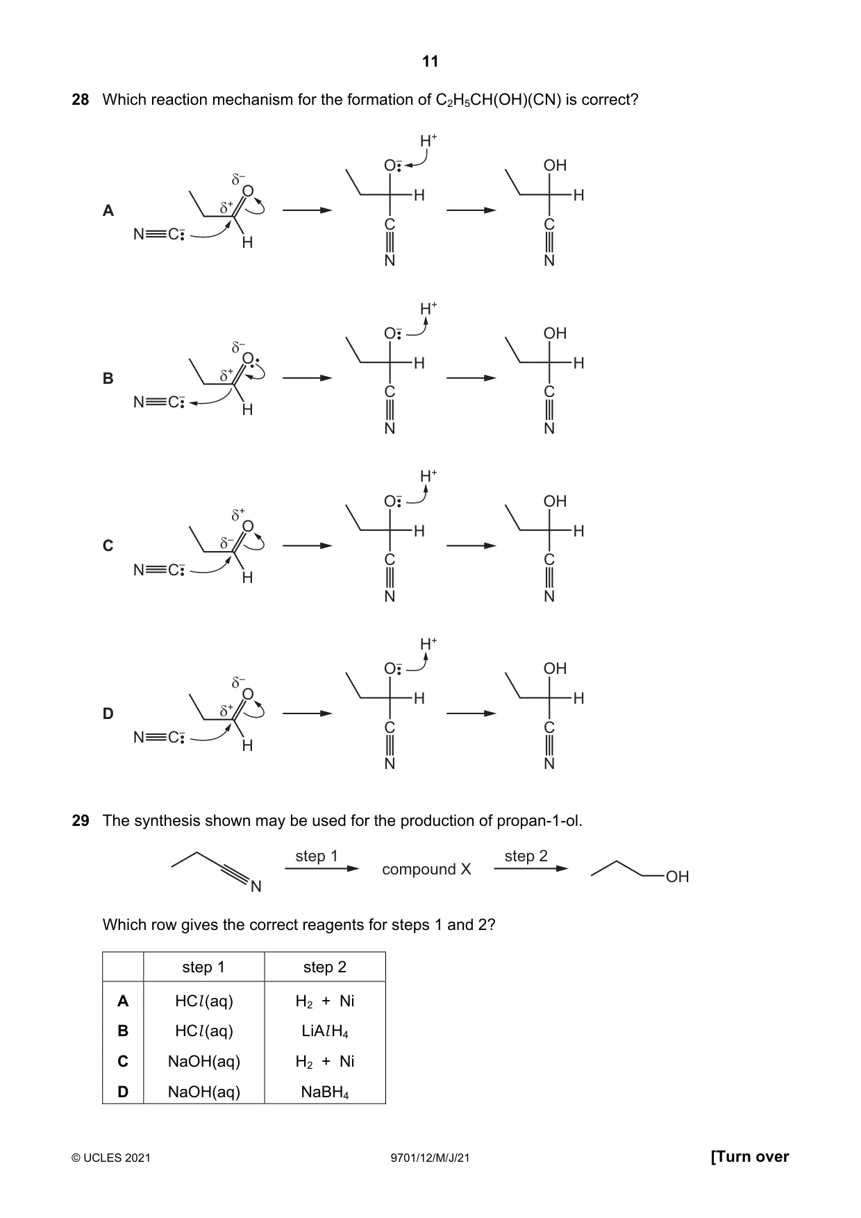 Cambridge A Level Chemistry 9701 2021 May/June Paper 1 · Variant 2 question paper, page 11 of 16