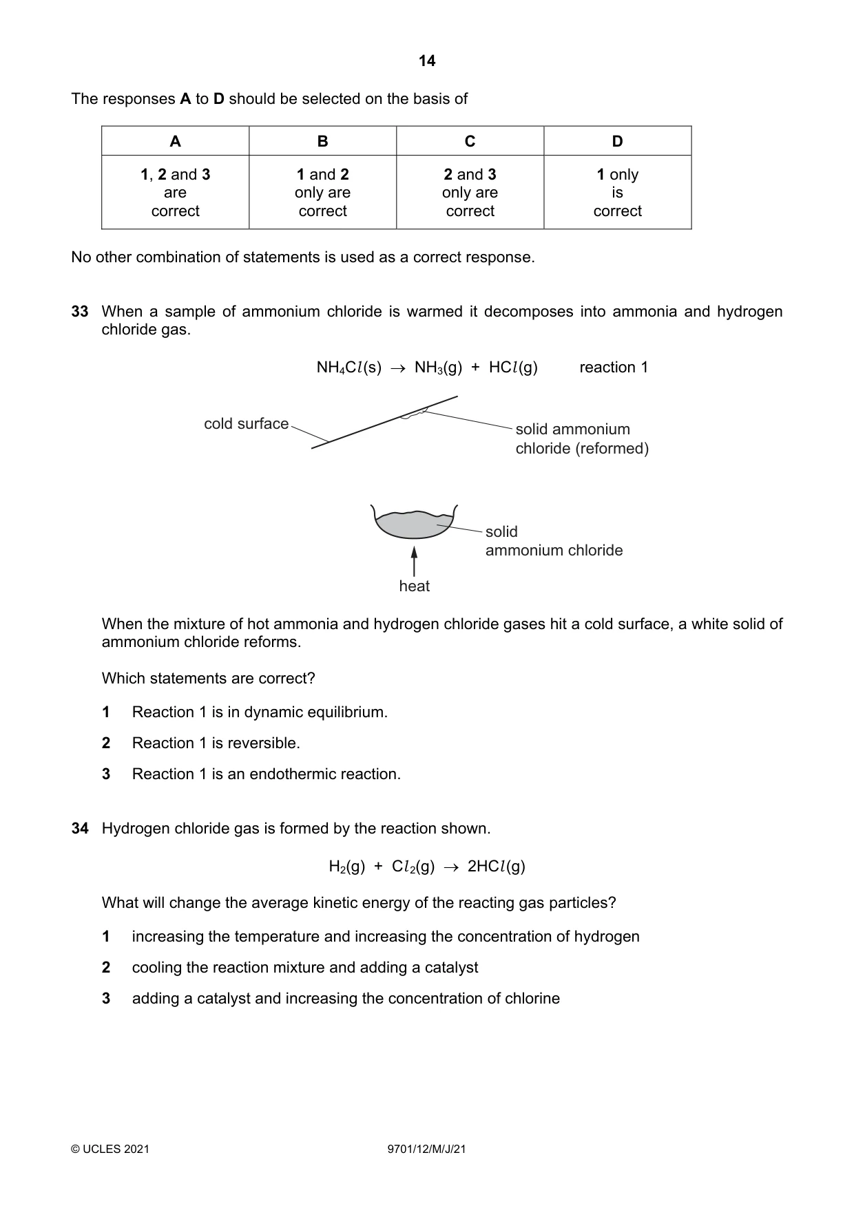 Cambridge A Level Chemistry 9701 2021 May/June Paper 1 · Variant 2 question paper, page 14 of 16