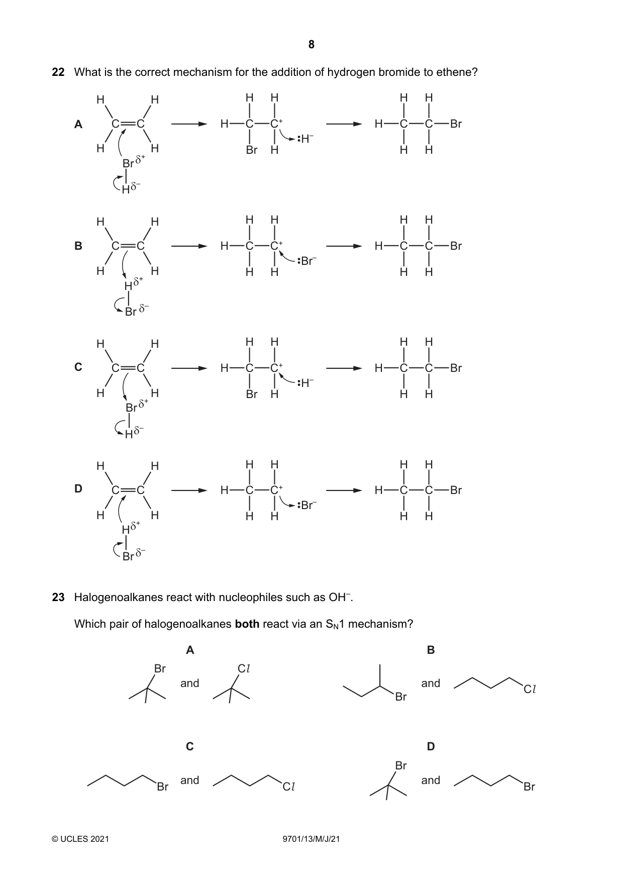 Cambridge A Level Chemistry 9701 2021 May/June Paper 1 · Variant 3 question paper, page 8 of 16