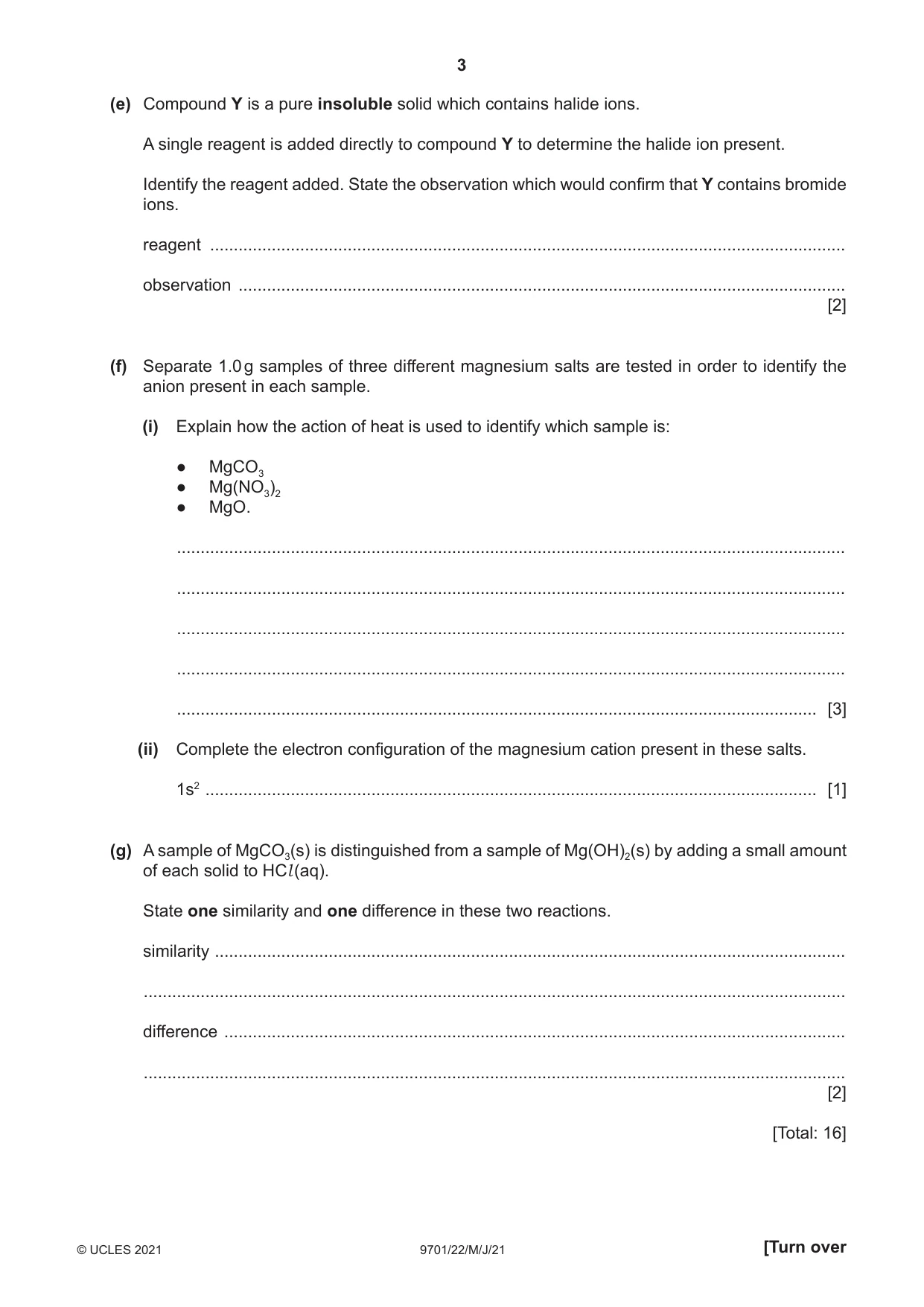 Cambridge A Level Chemistry 9701 2021 May/June Paper 2 · Variant 2 question paper, page 3 of 12