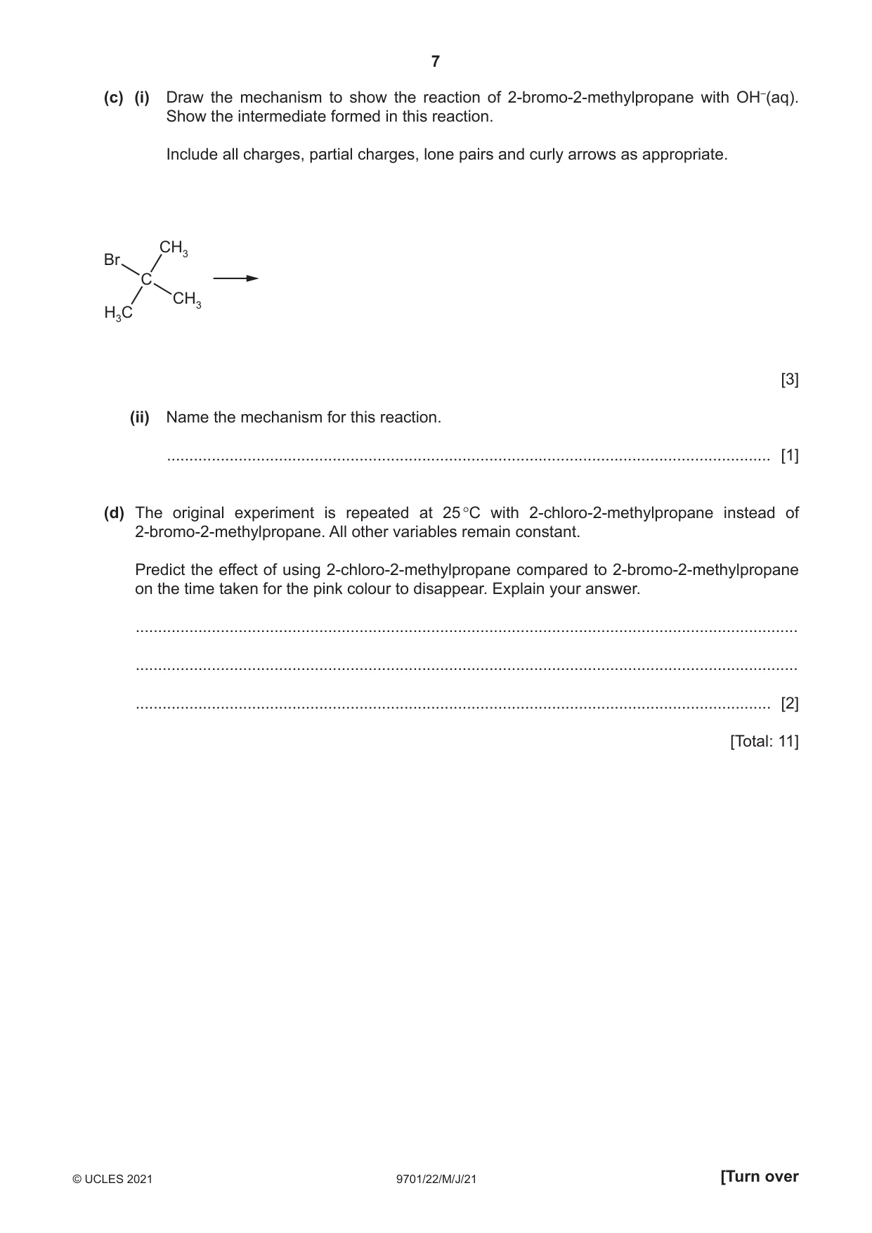 Cambridge A Level Chemistry 9701 2021 May/June Paper 2 · Variant 2 question paper, page 7 of 12