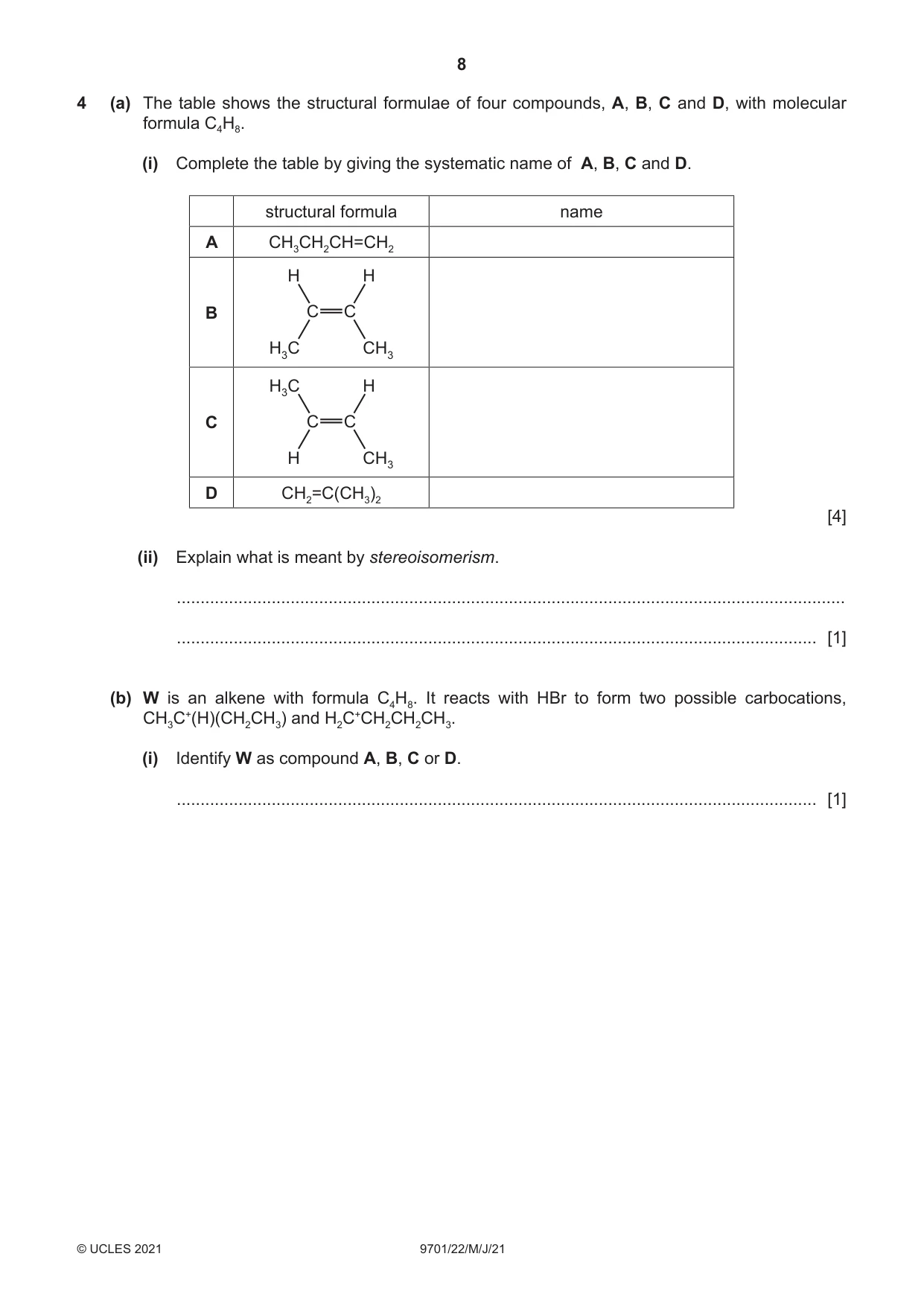 Cambridge A Level Chemistry 9701 2021 May/June Paper 2 · Variant 2 question paper, page 8 of 12