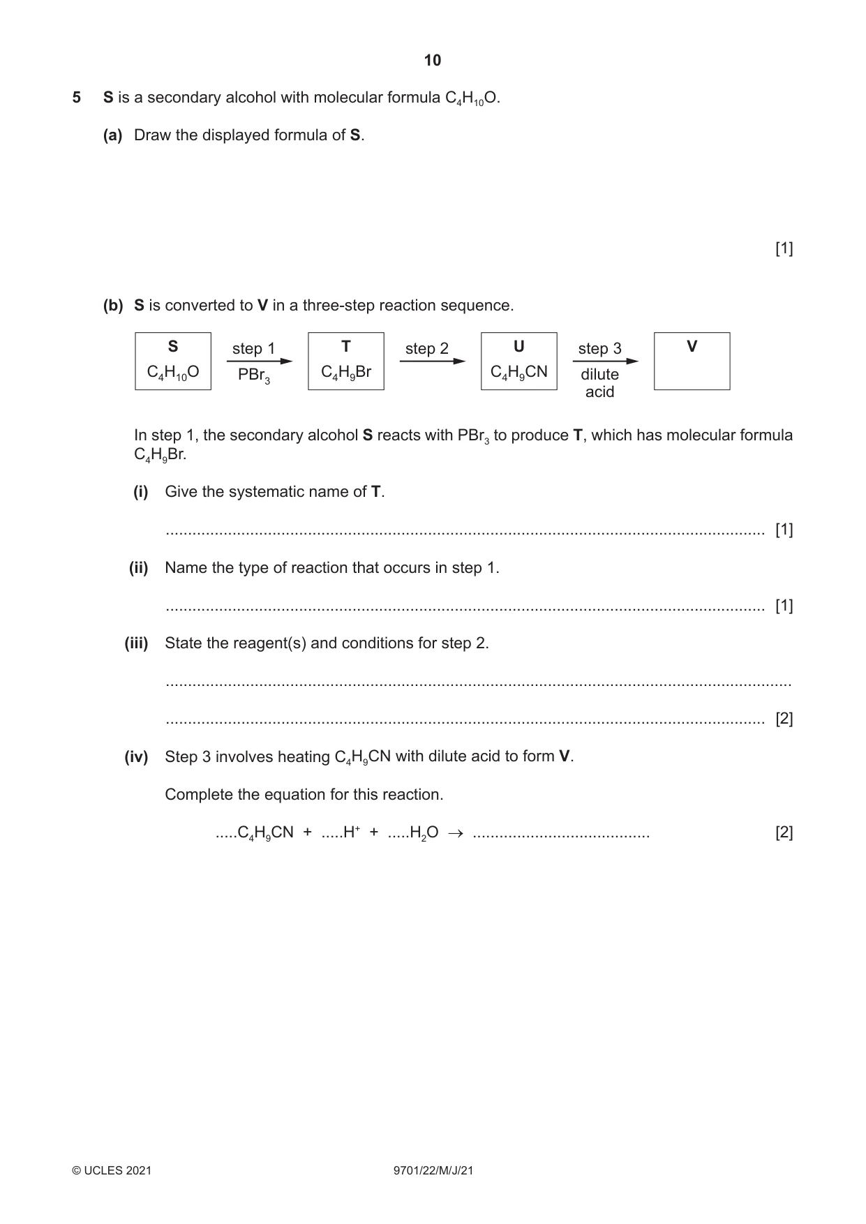 Cambridge A Level Chemistry 9701 2021 May/June Paper 2 · Variant 2 question paper, page 10 of 12