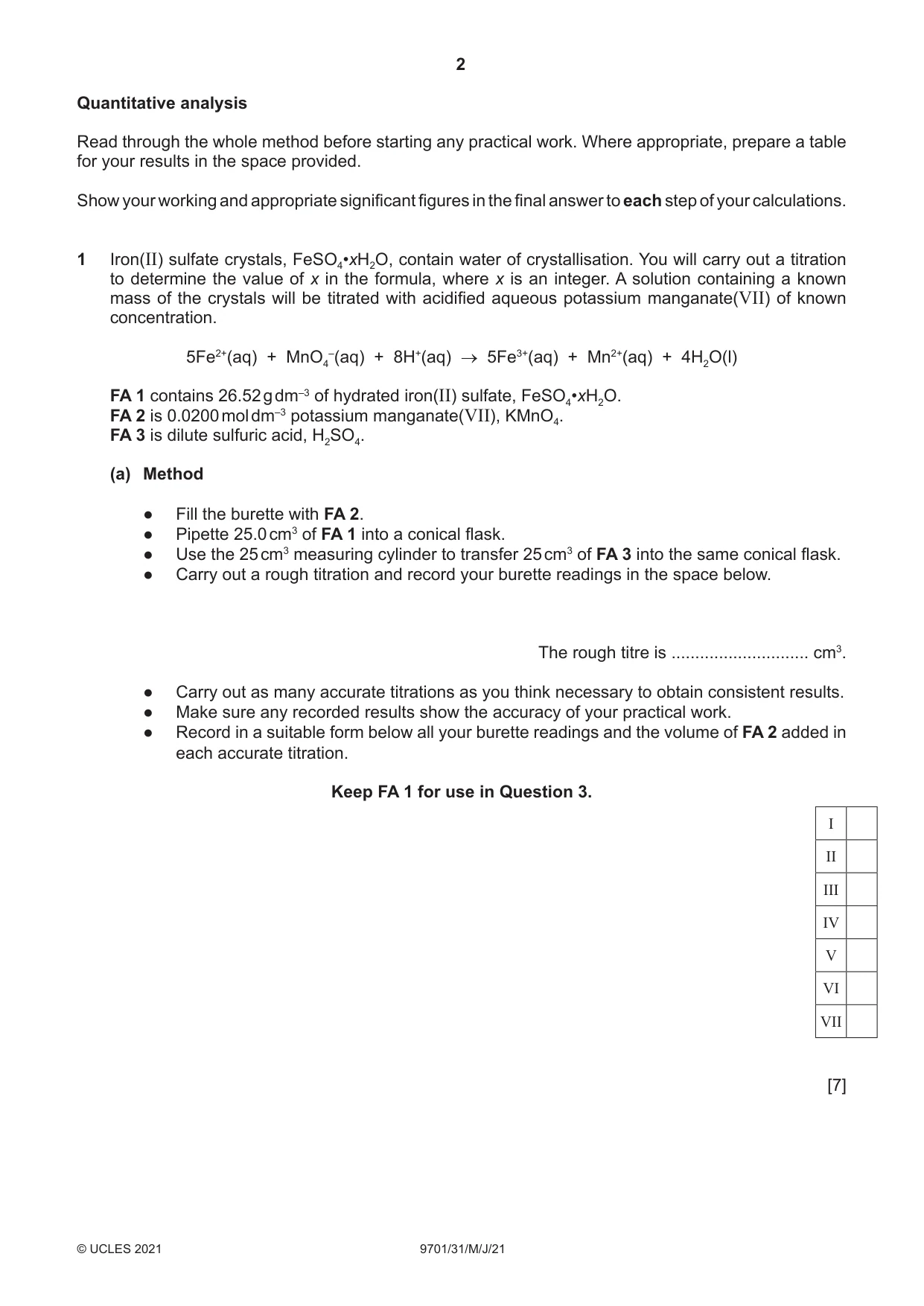 Cambridge A Level Chemistry 9701 2021 May/June Paper 3 · Variant 1 question paper, page 2 of 16
