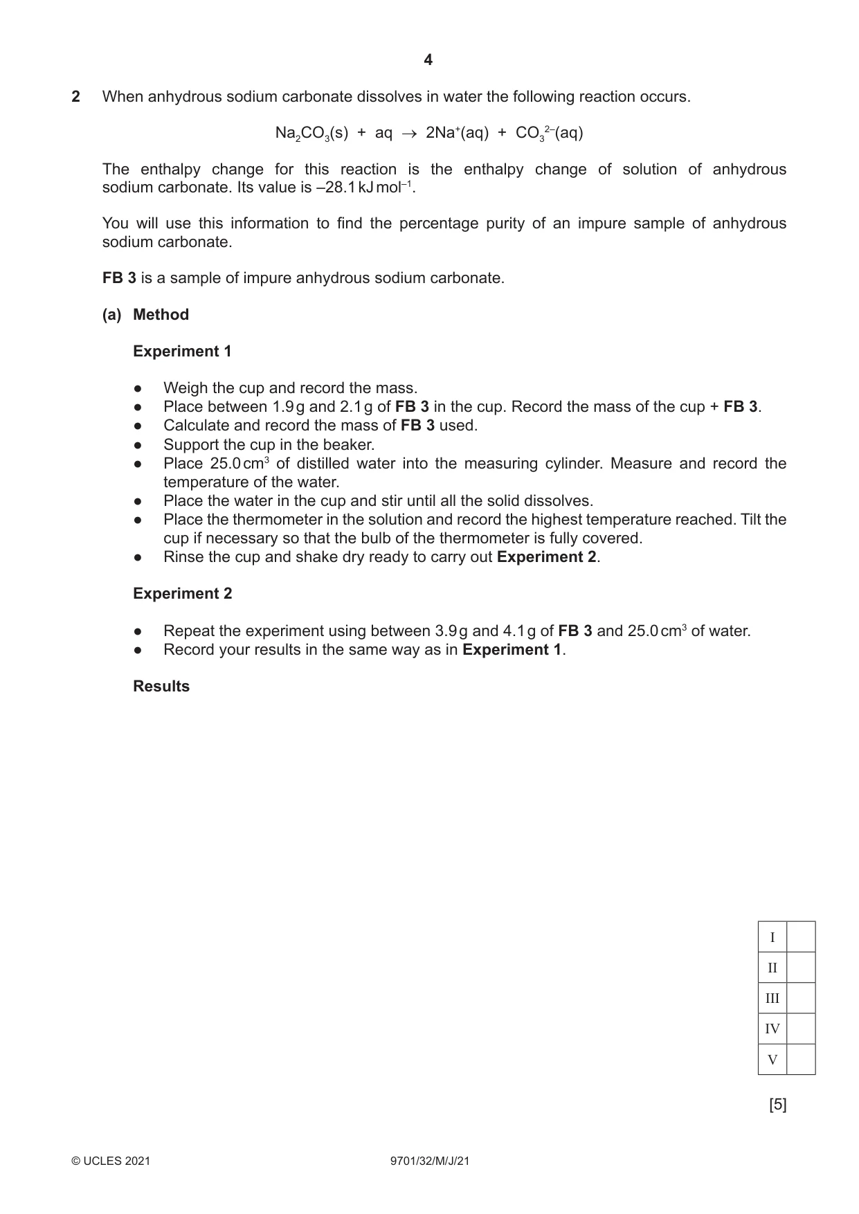 Cambridge A Level Chemistry 9701 2021 May/June Paper 3 · Variant 2 question paper, page 4 of 12