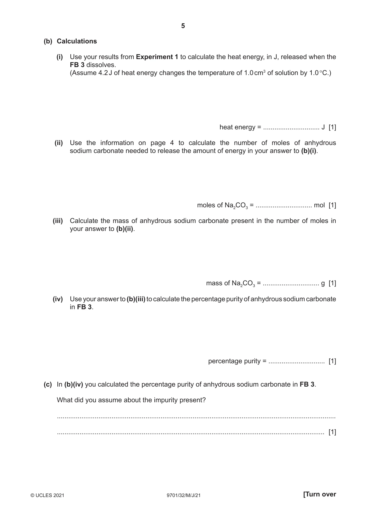 Cambridge A Level Chemistry 9701 2021 May/June Paper 3 · Variant 2 question paper, page 5 of 12