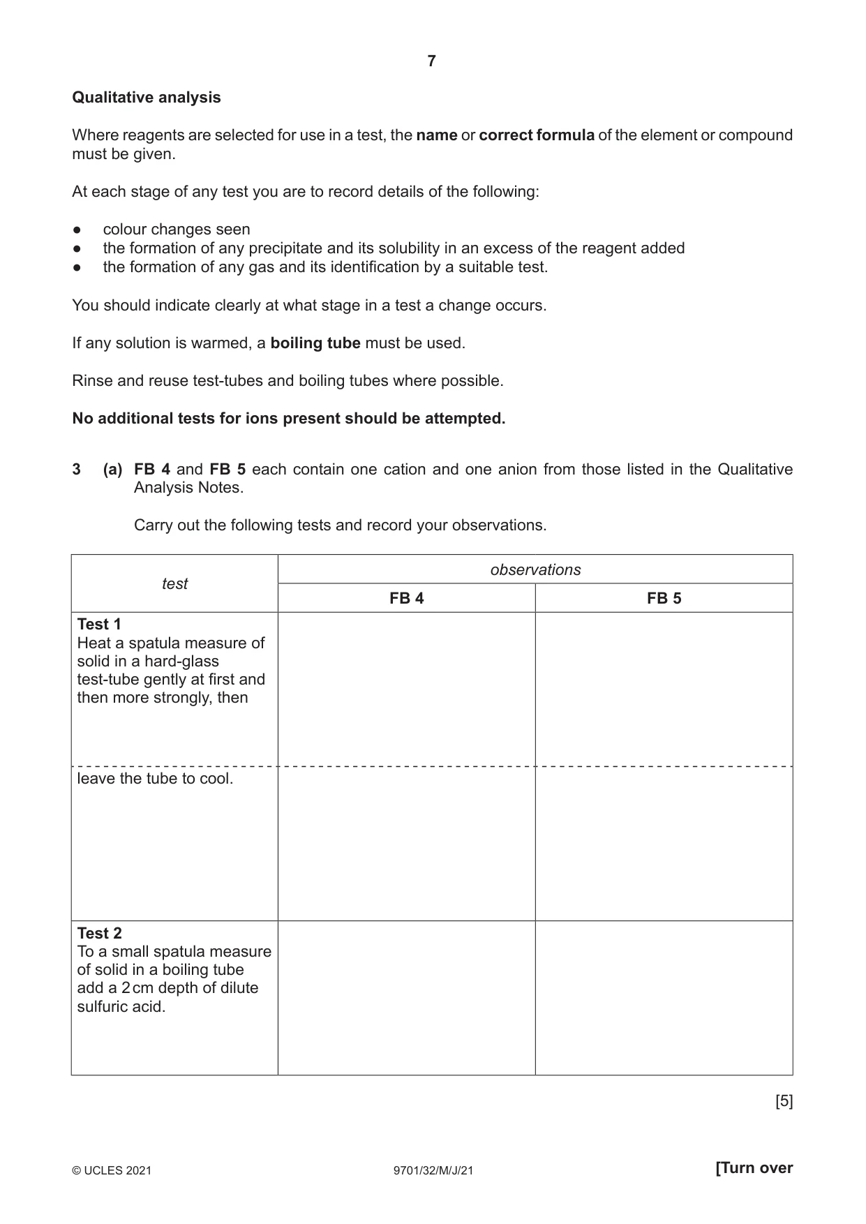 Cambridge A Level Chemistry 9701 2021 May/June Paper 3 · Variant 2 question paper, page 7 of 12