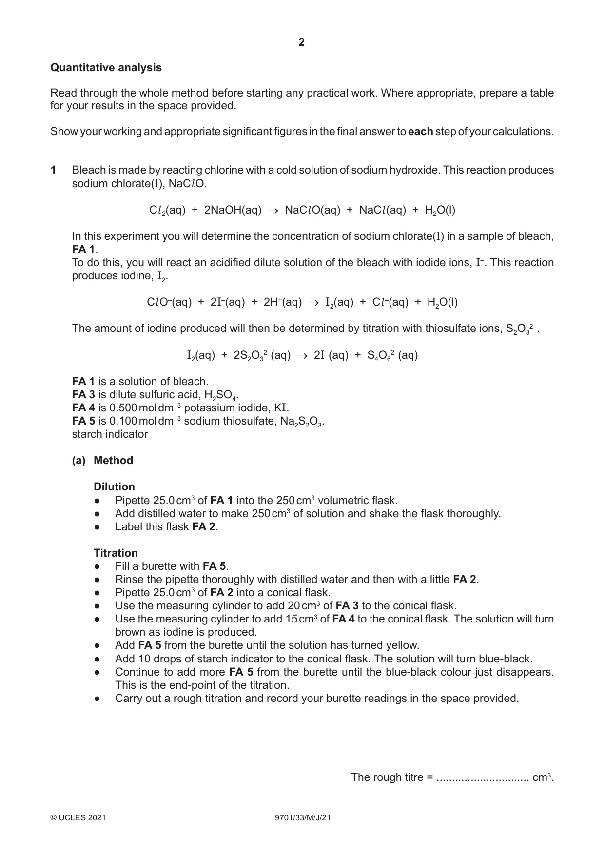 Cambridge A Level Chemistry 9701 2021 May/June Paper 3 · Variant 3 question paper, page 2 of 12