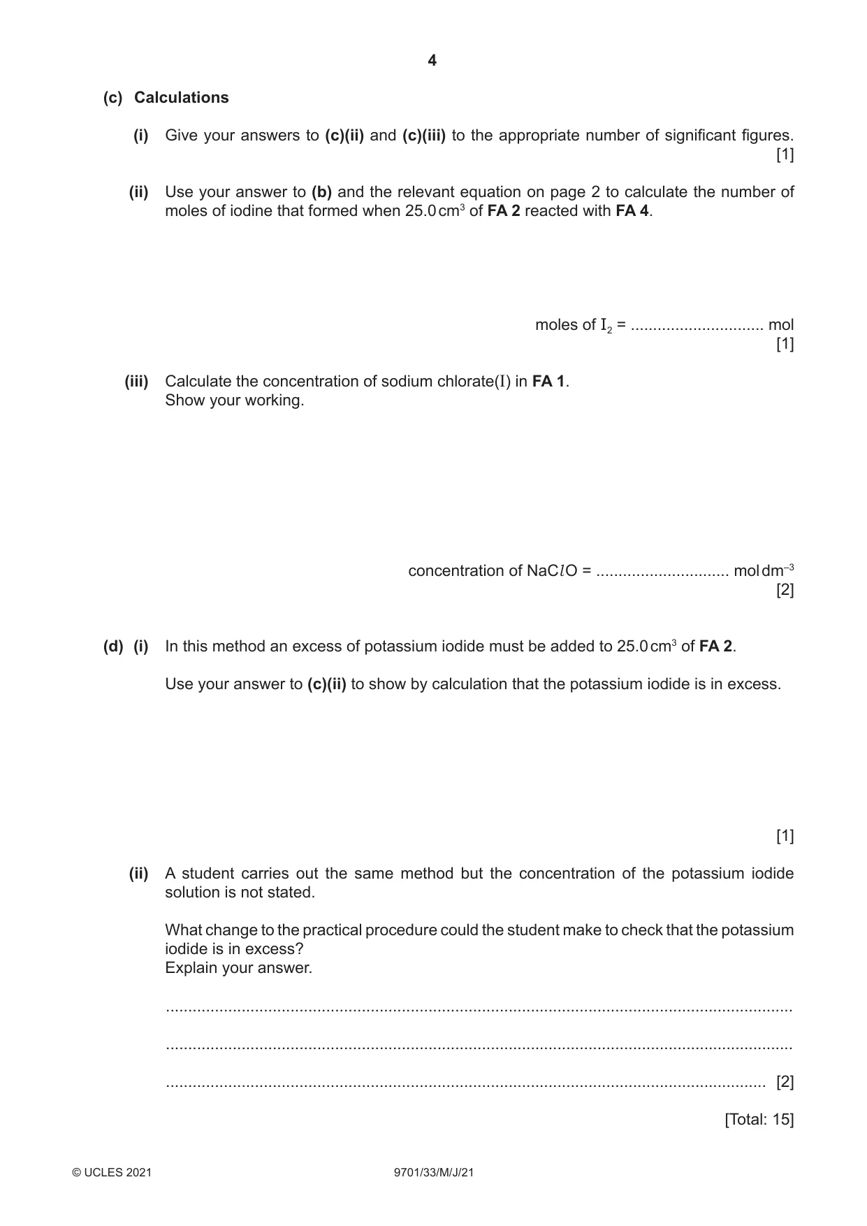 Cambridge A Level Chemistry 9701 2021 May/June Paper 3 · Variant 3 question paper, page 4 of 12