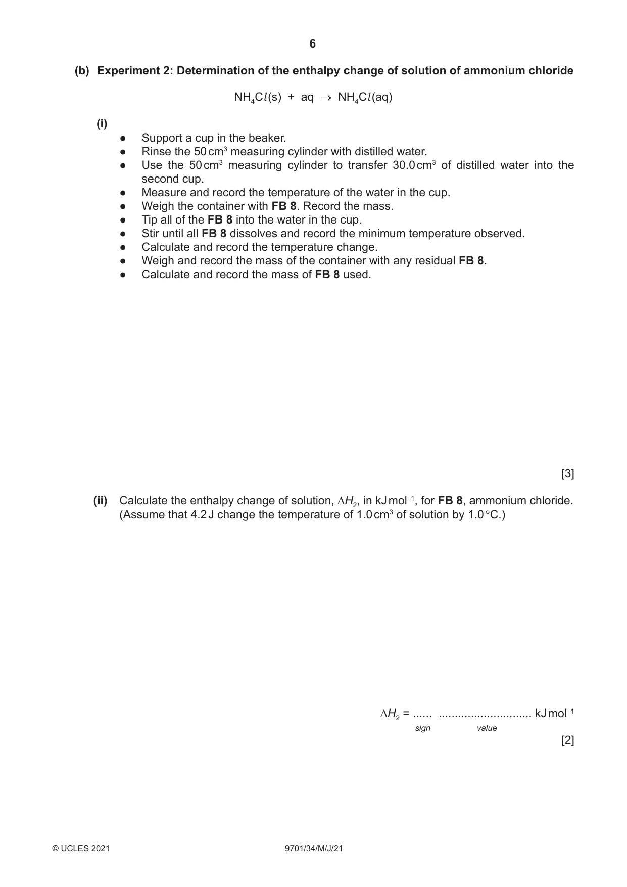 Cambridge A Level Chemistry 9701 2021 May/June Paper 3 · Variant 4 question paper, page 6 of 12