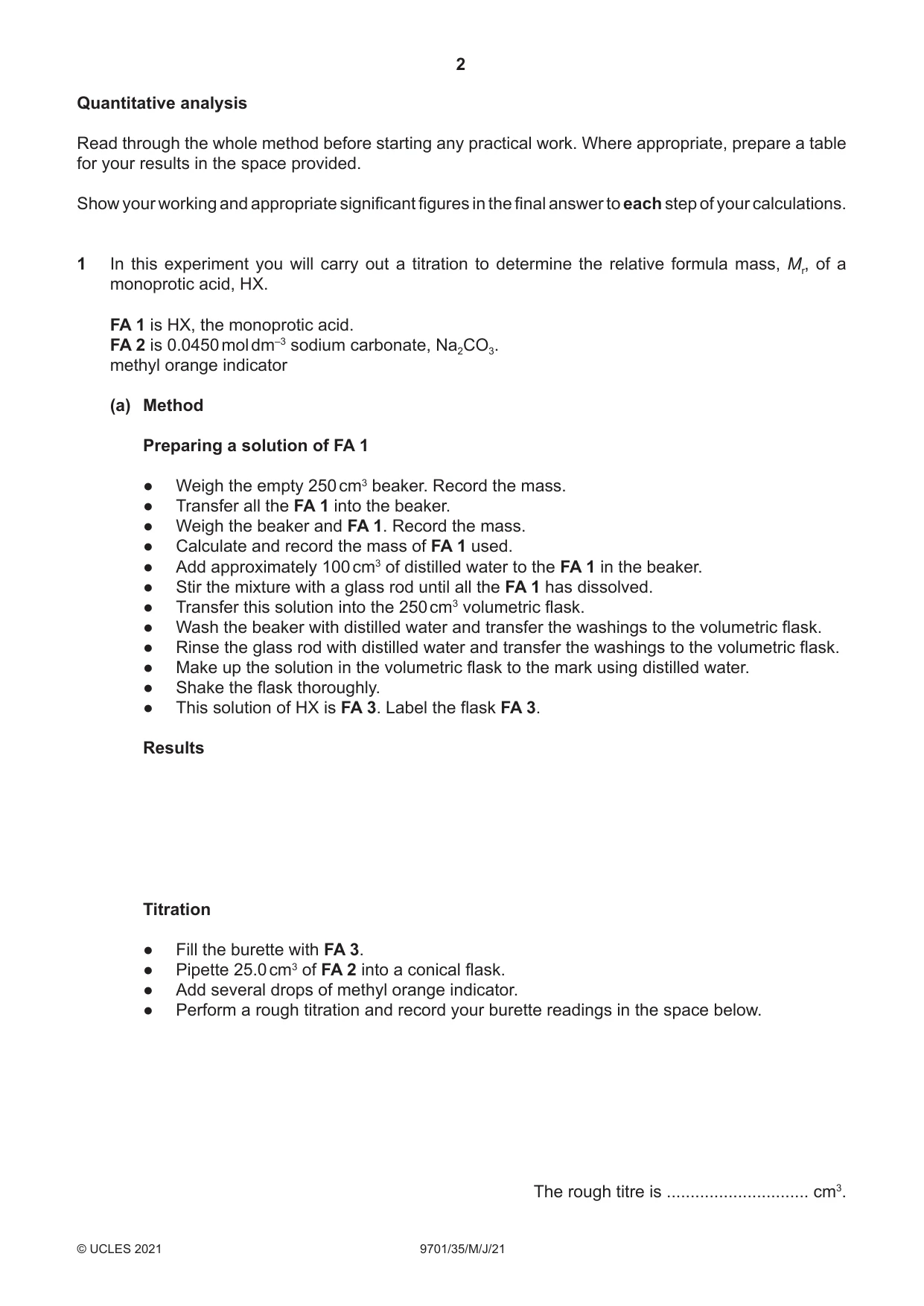 Cambridge A Level Chemistry 9701 2021 May/June Paper 3 · Variant 5 question paper, page 2 of 12