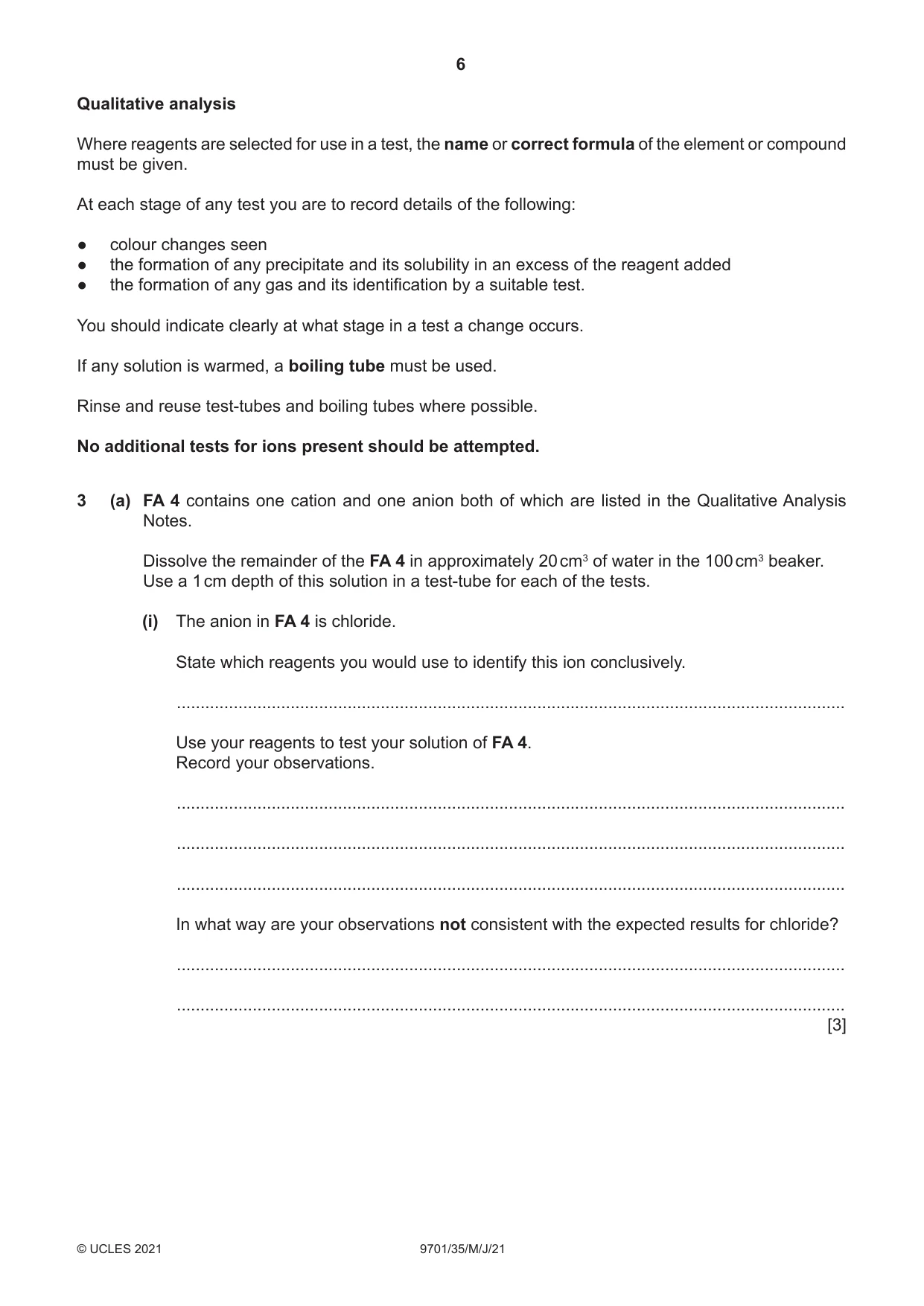 Cambridge A Level Chemistry 9701 2021 May/June Paper 3 · Variant 5 question paper, page 6 of 12