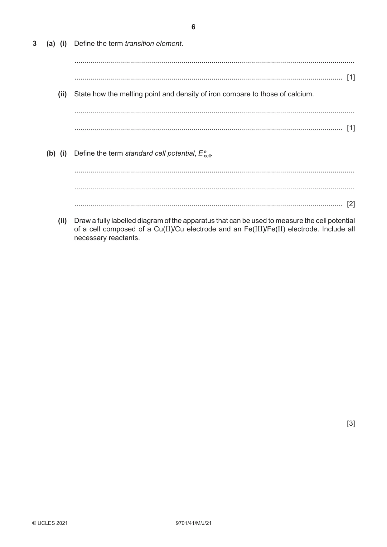 Cambridge A Level Chemistry 9701 2021 May/June Paper 4 · Variant 1 question paper, page 6 of 24